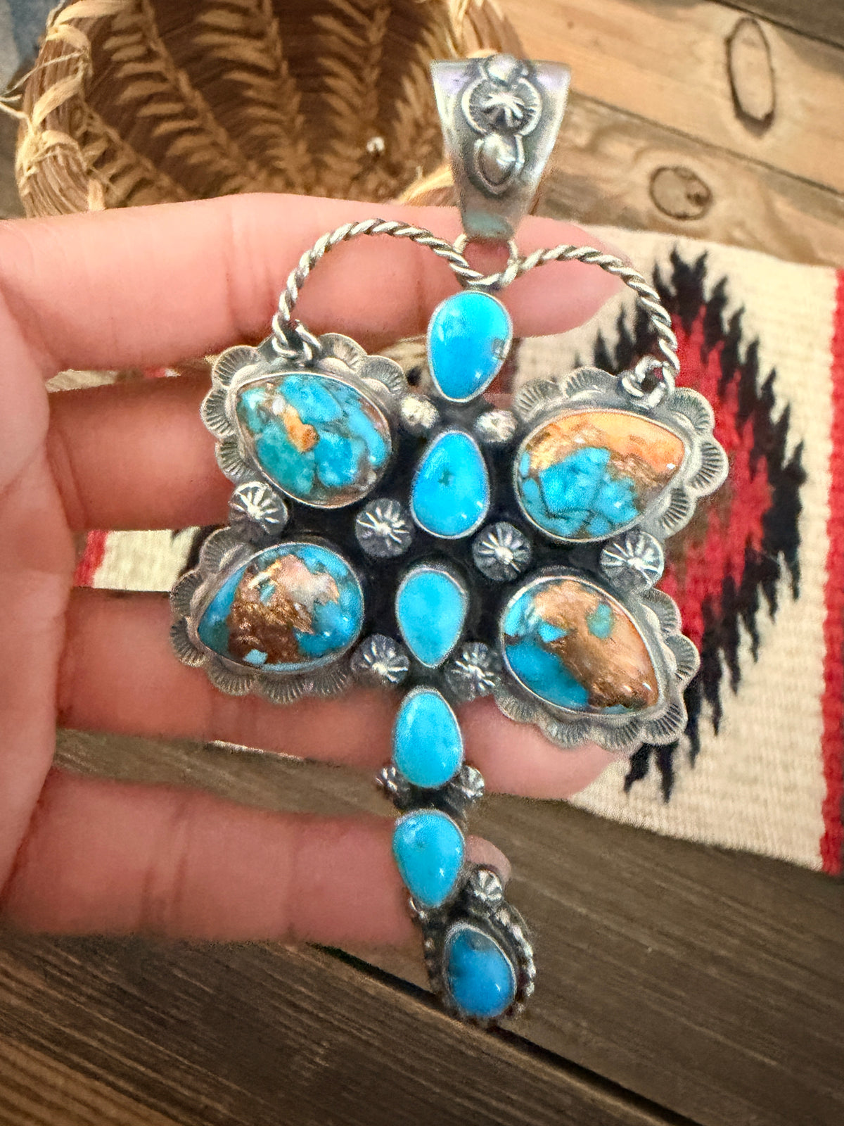 Handcrafted Sterling Silver, Spice & Turquoise Dragonfly Pendant by Alice McShirley