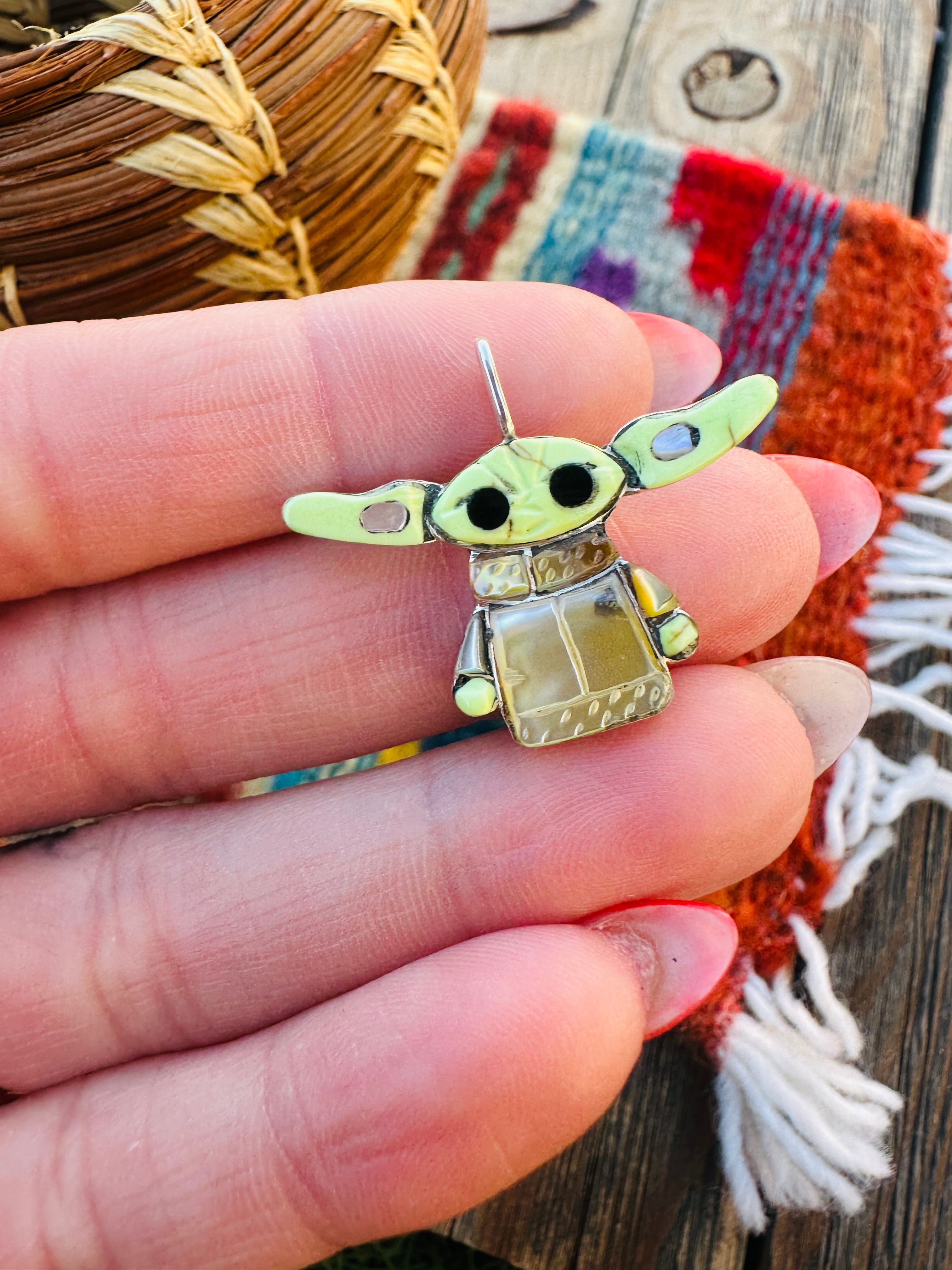 Handcrafted Sterling Silver and Multi Stone Character Pendant