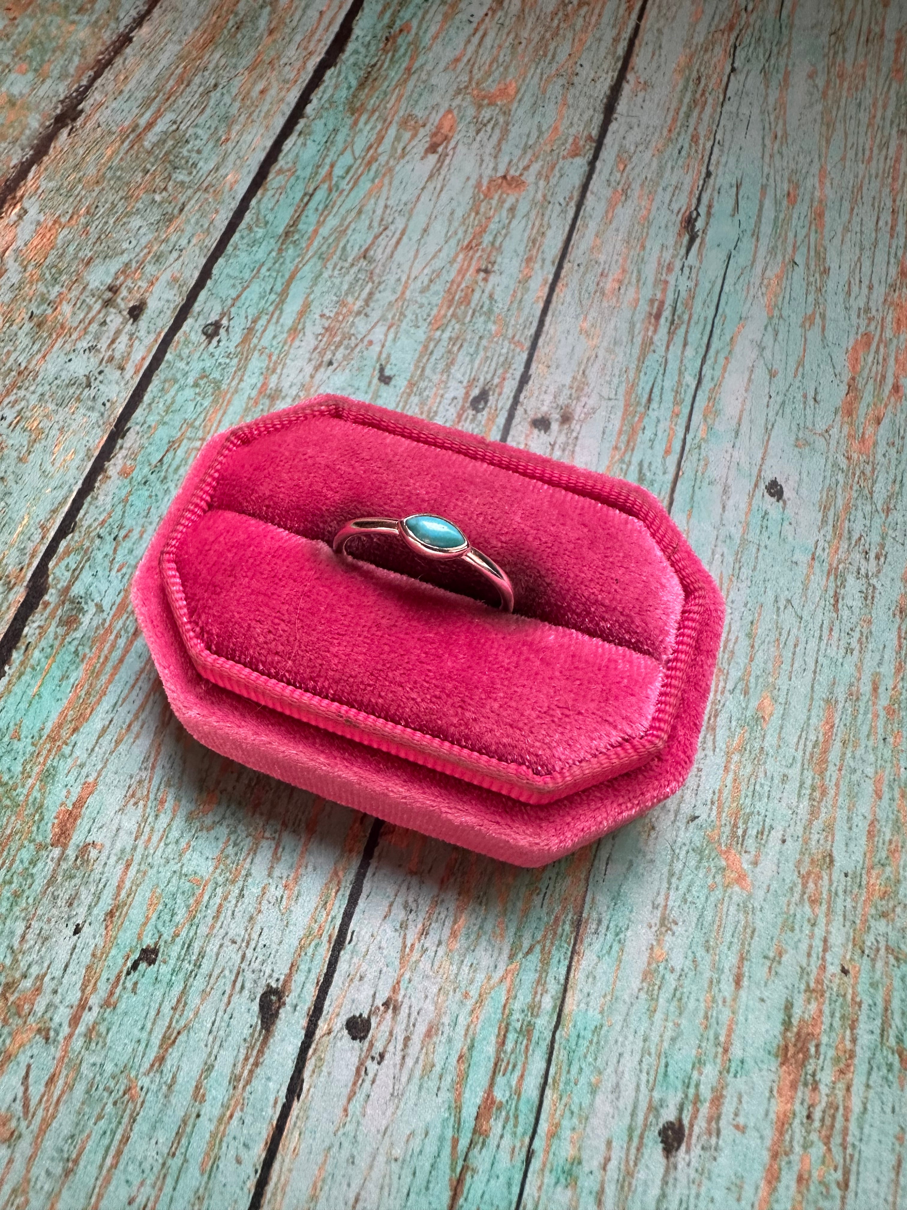 Handmade Sterling Silver & Turquoise Single Oval Stone Ring