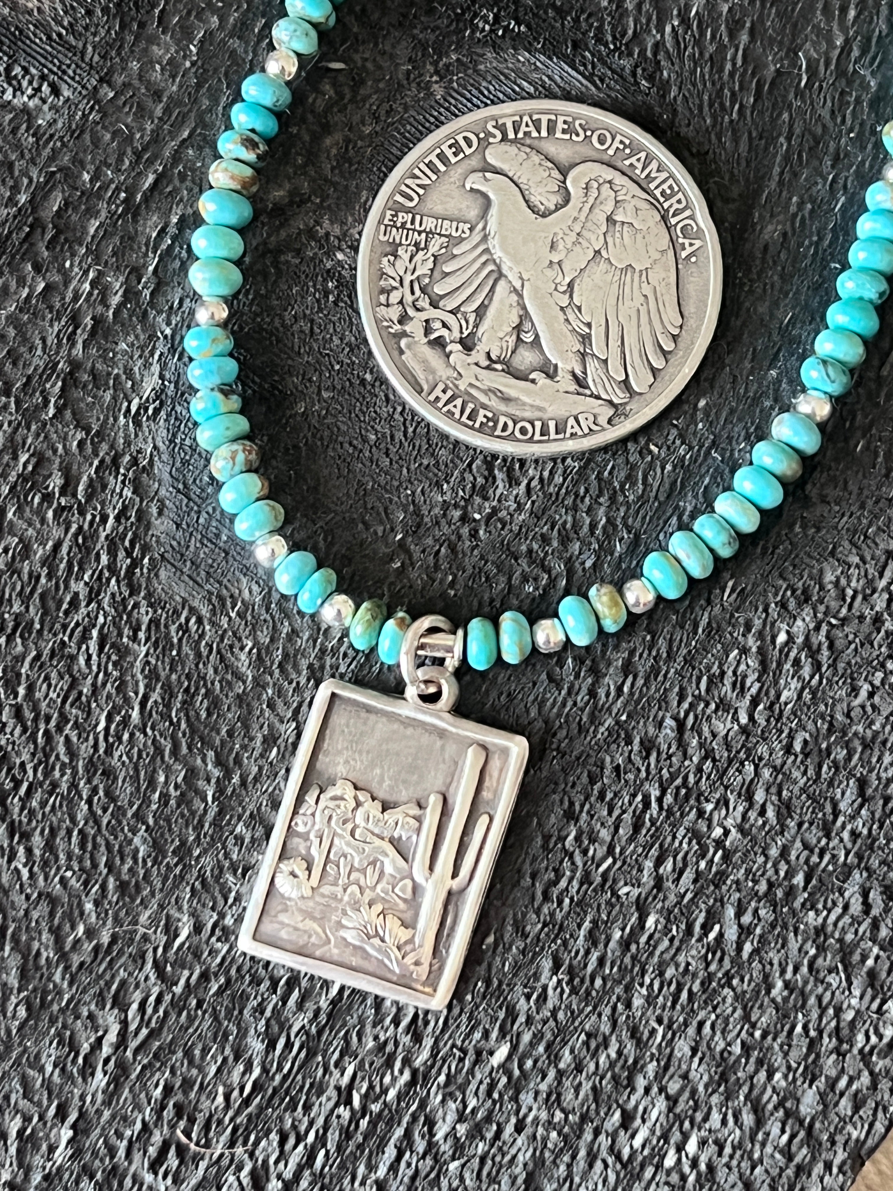 Tularosa Beaded Sterling Silver and Turquoise Desert Charm Layering Necklace