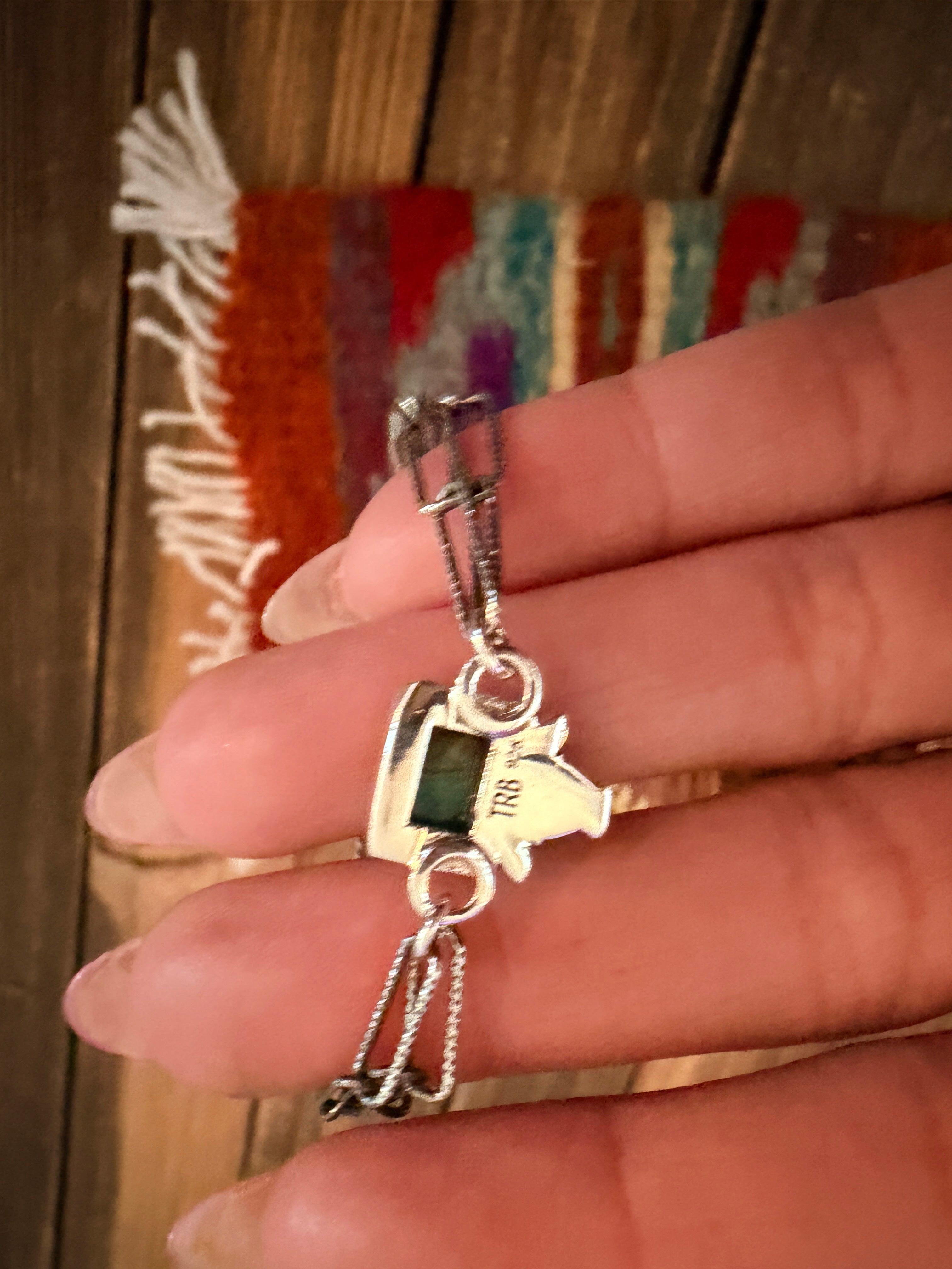 Handmade Kingman Turquoise & Sterling Silver Cow Anklet