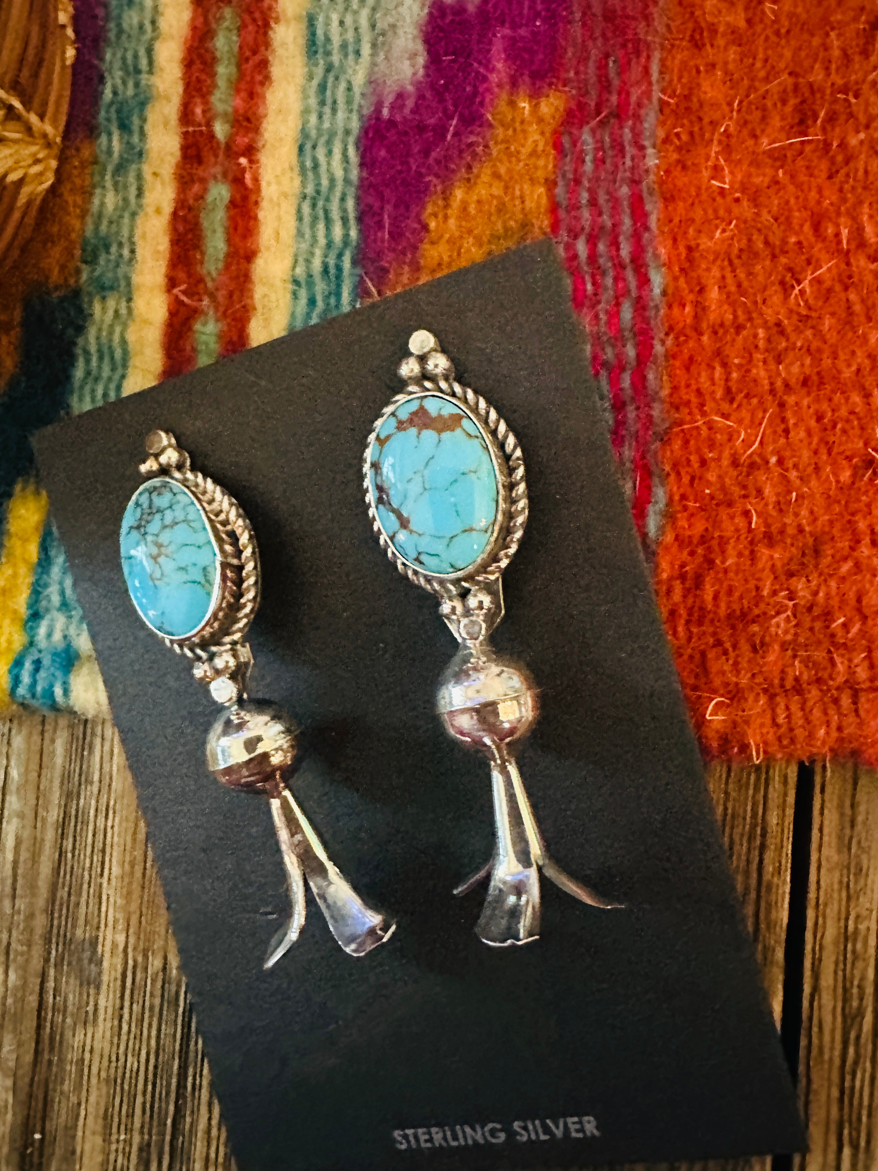 Handcrafted Turquoise & Sterling Silver Blossom Post Earrings by Rosella Paxson