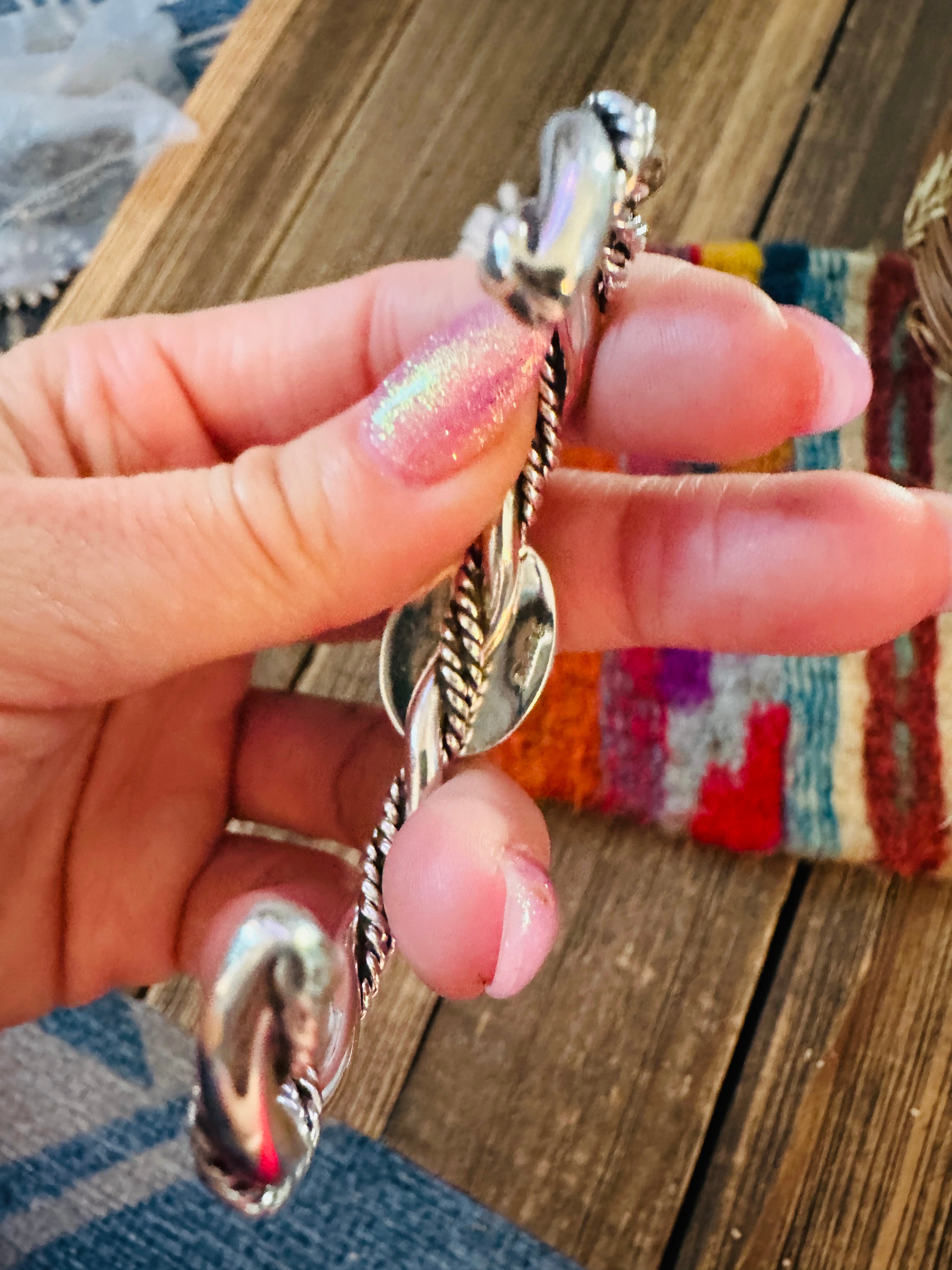 Handcrafted Twisted Sterling Silver & Turquoise Cuff Bracelet