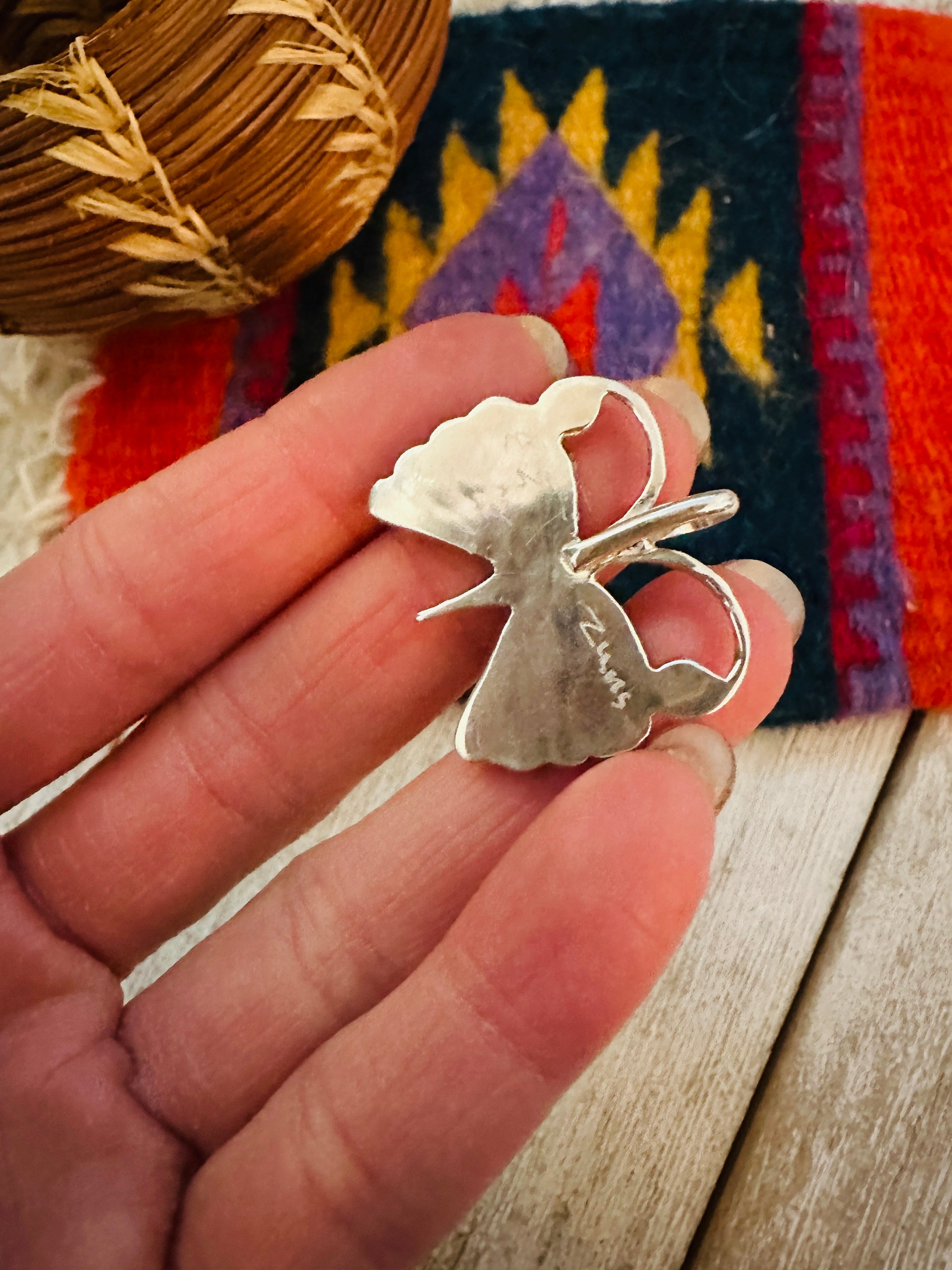 Navajo Sterling Silver & Turquoise Inlay Butterfly Pendant