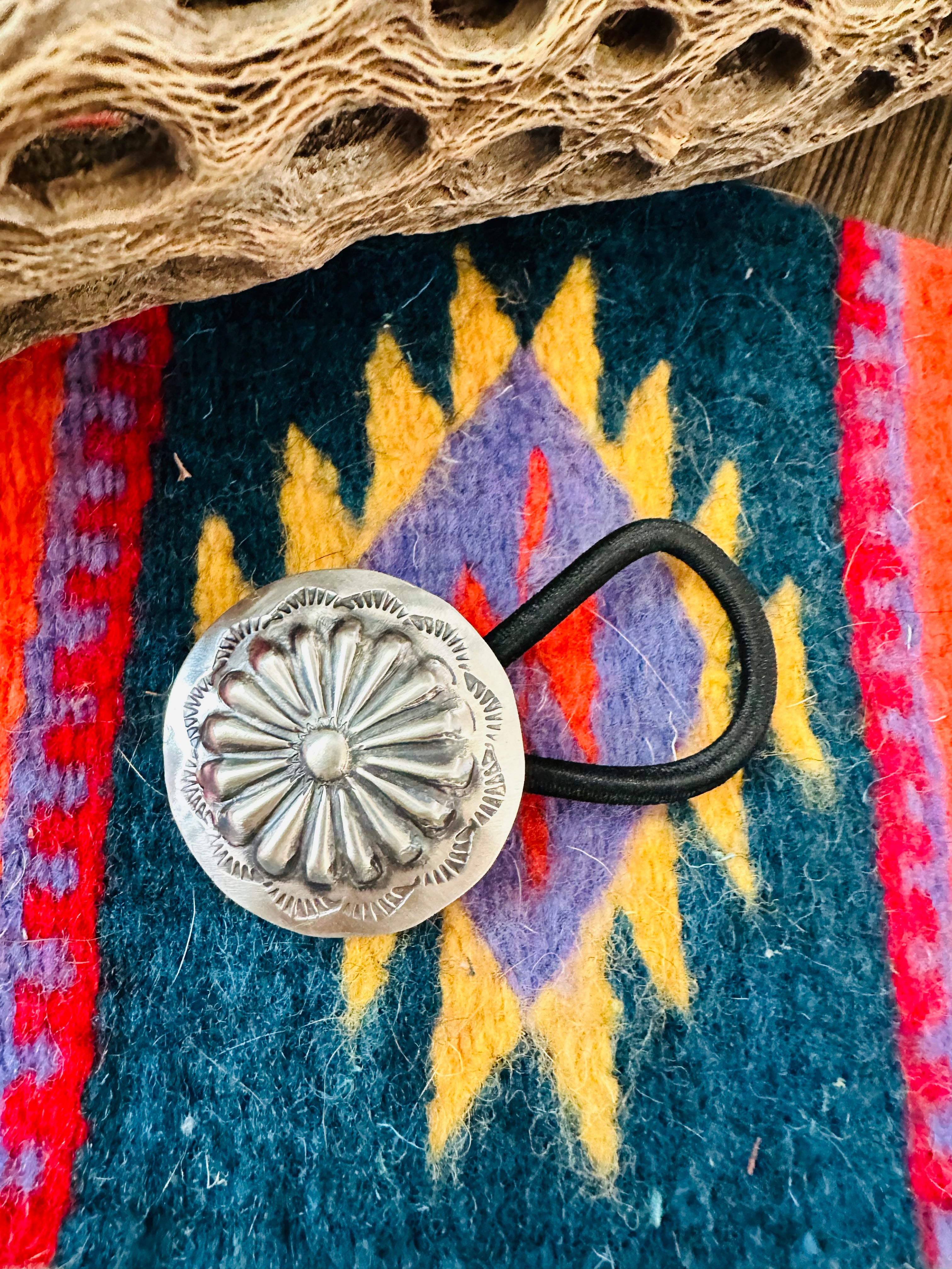 Navajo Sterling Silver Hand Stamped Hair Tie