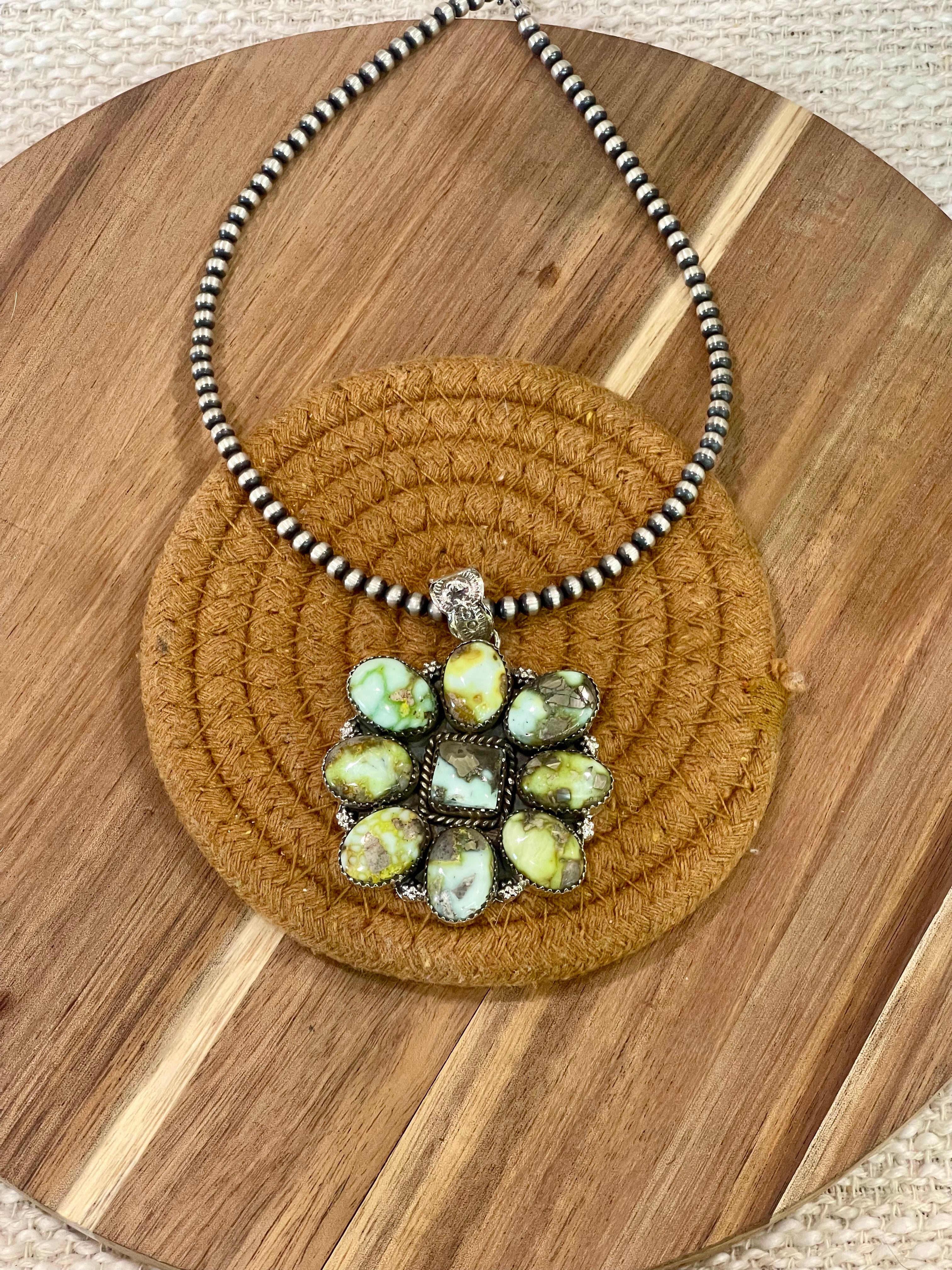 Handcrafted Sterling Silver & Palomino Cluster Pendant