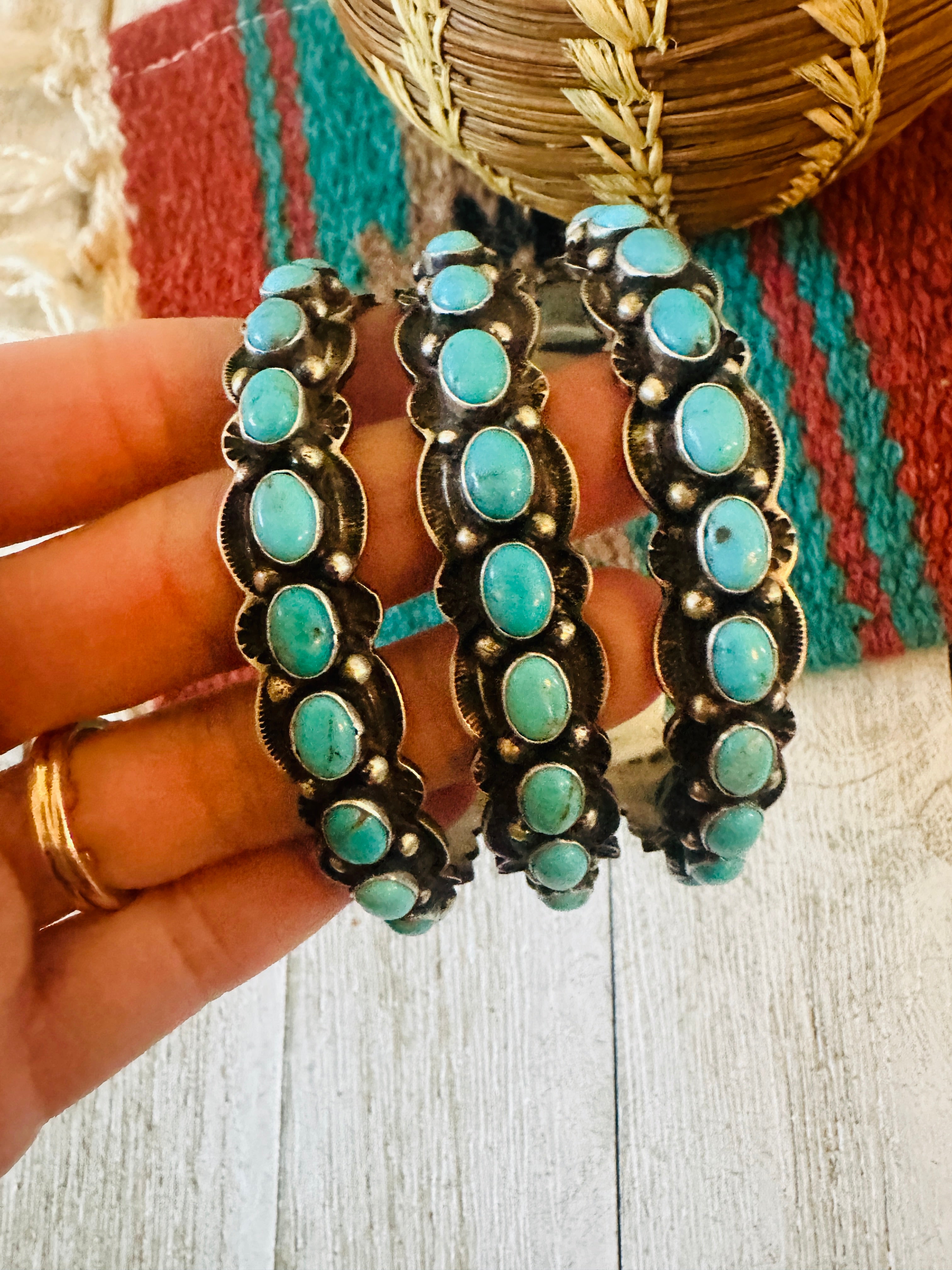 Navajo Turquoise & Sterling Silver Cuff Bracelet by Shawn Cayatineto