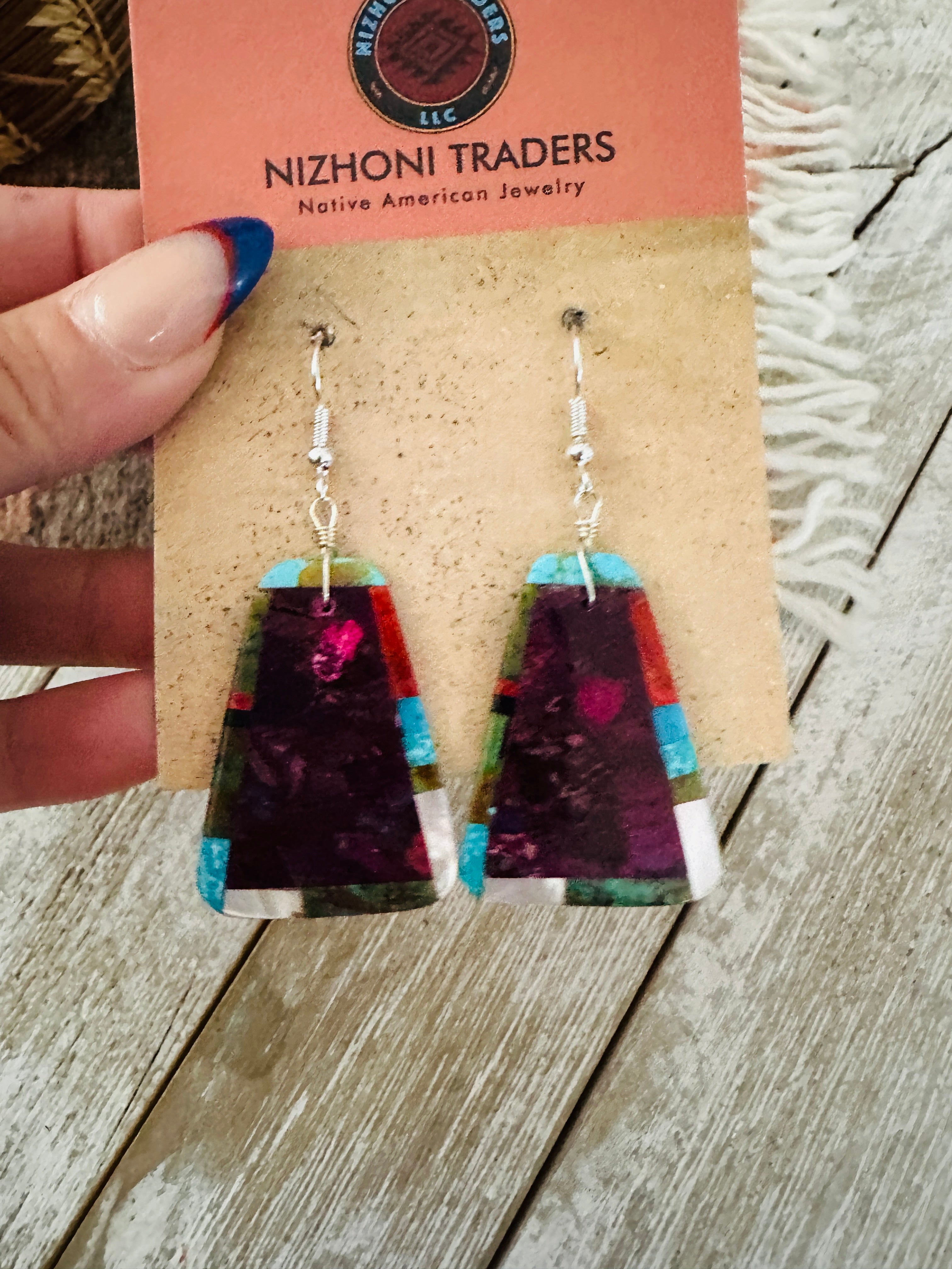 Santo Domingo Multi Stone Inlay Dangle Earrings