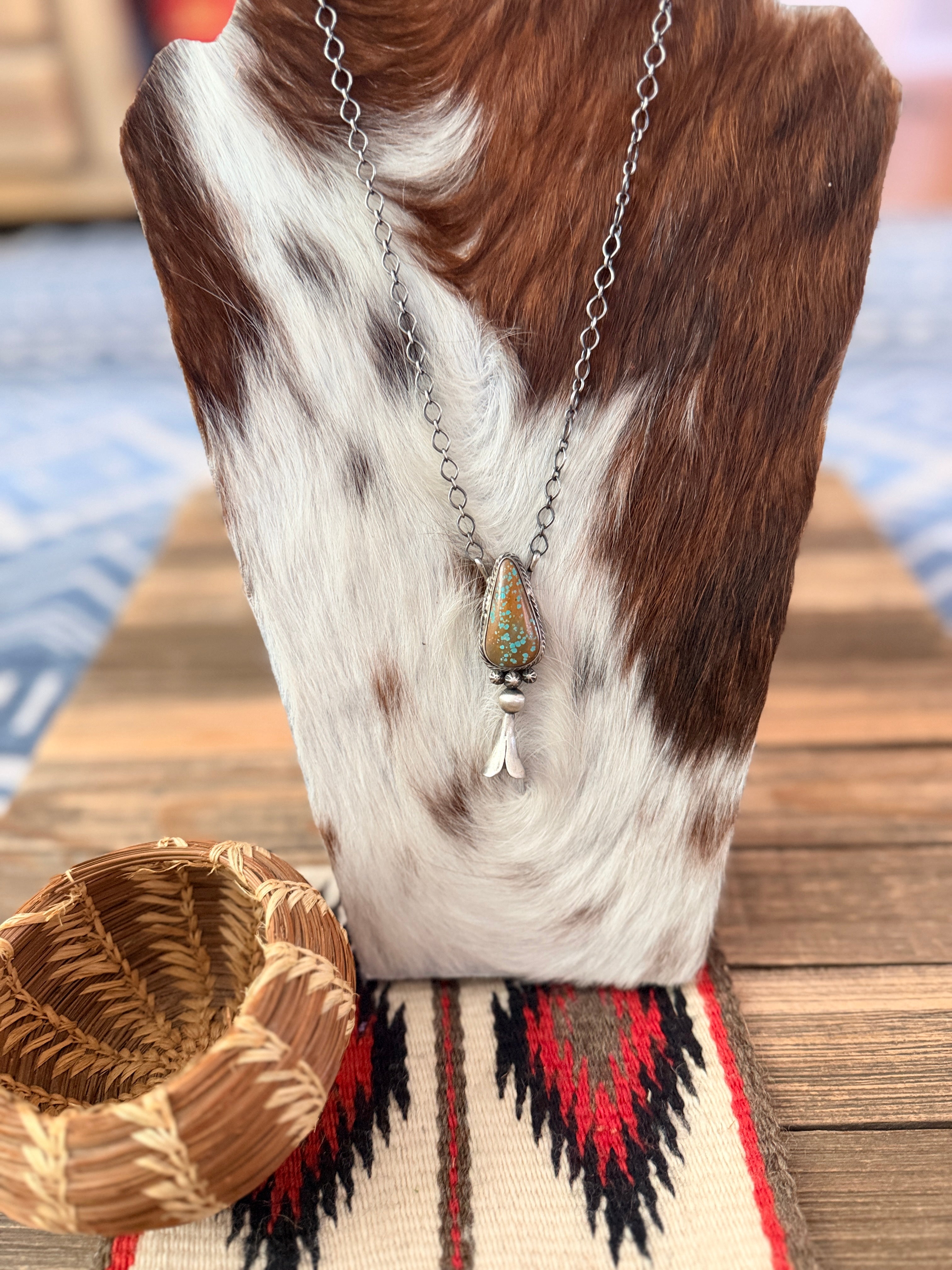 アクセサリー nebraska Handcrafted Number 8 Turquoise & Sterling Silver Blossom Necklace by S