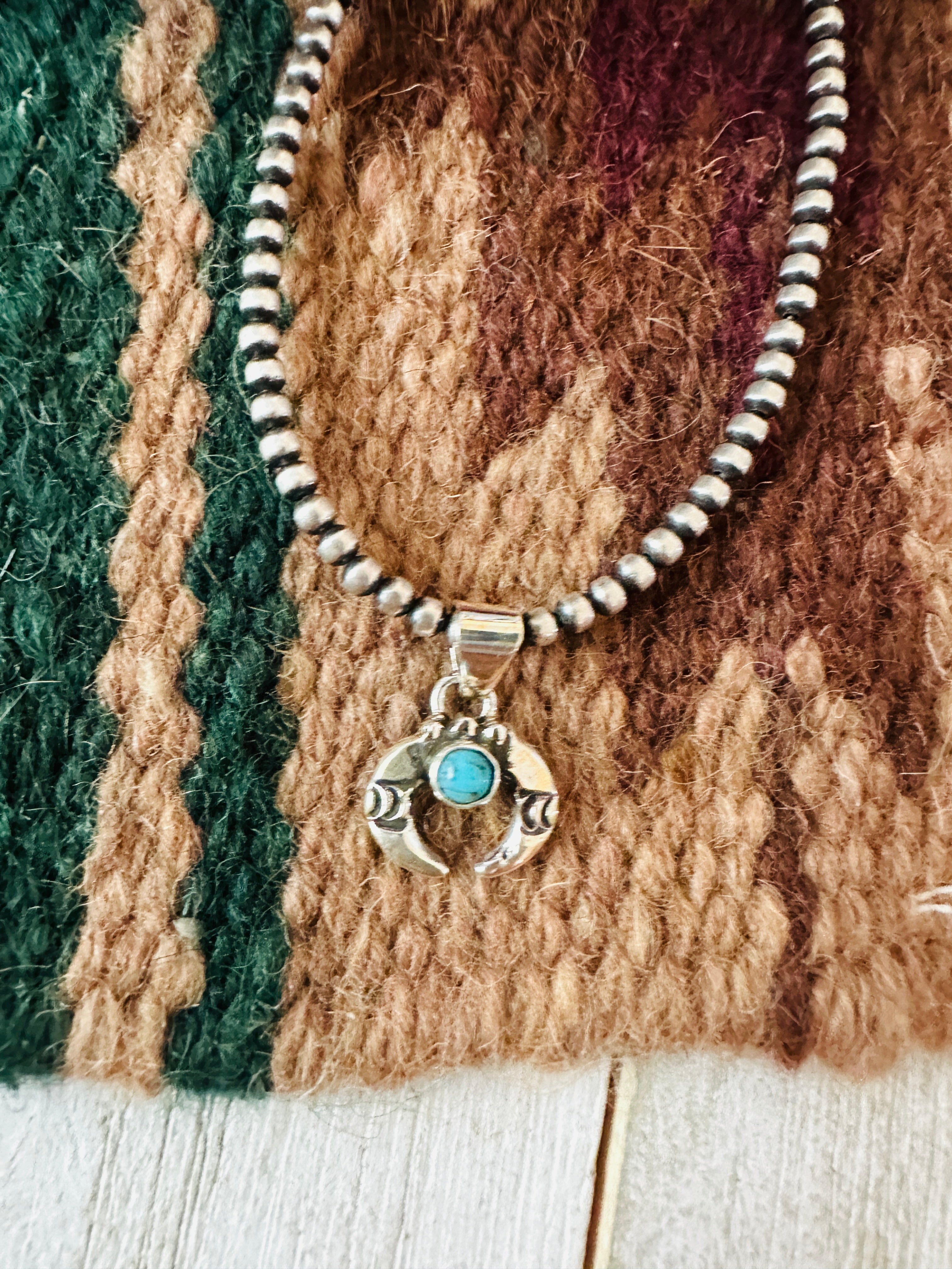 Handcrafted Turquoise & Sterling Silver Mini Naja Pendant