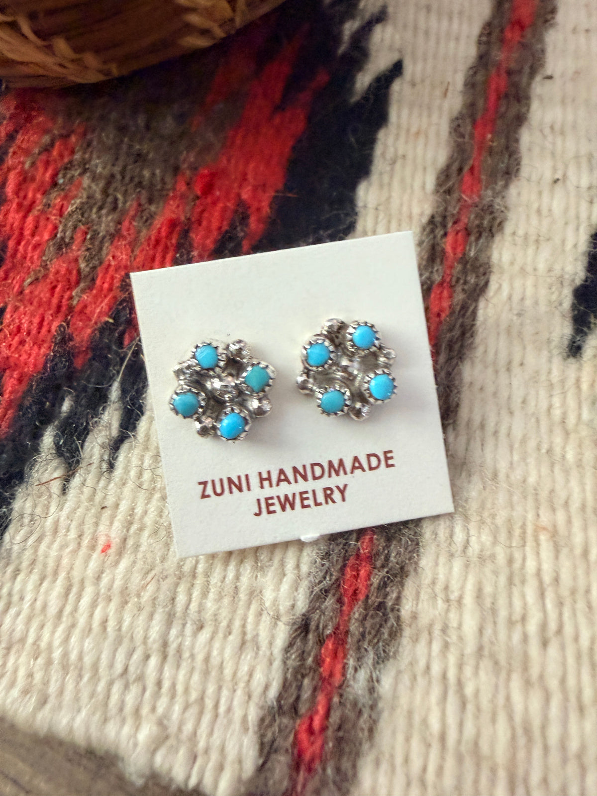 Handcrafted Sterling Silver & Turquoise Petit Point Stud Earrings