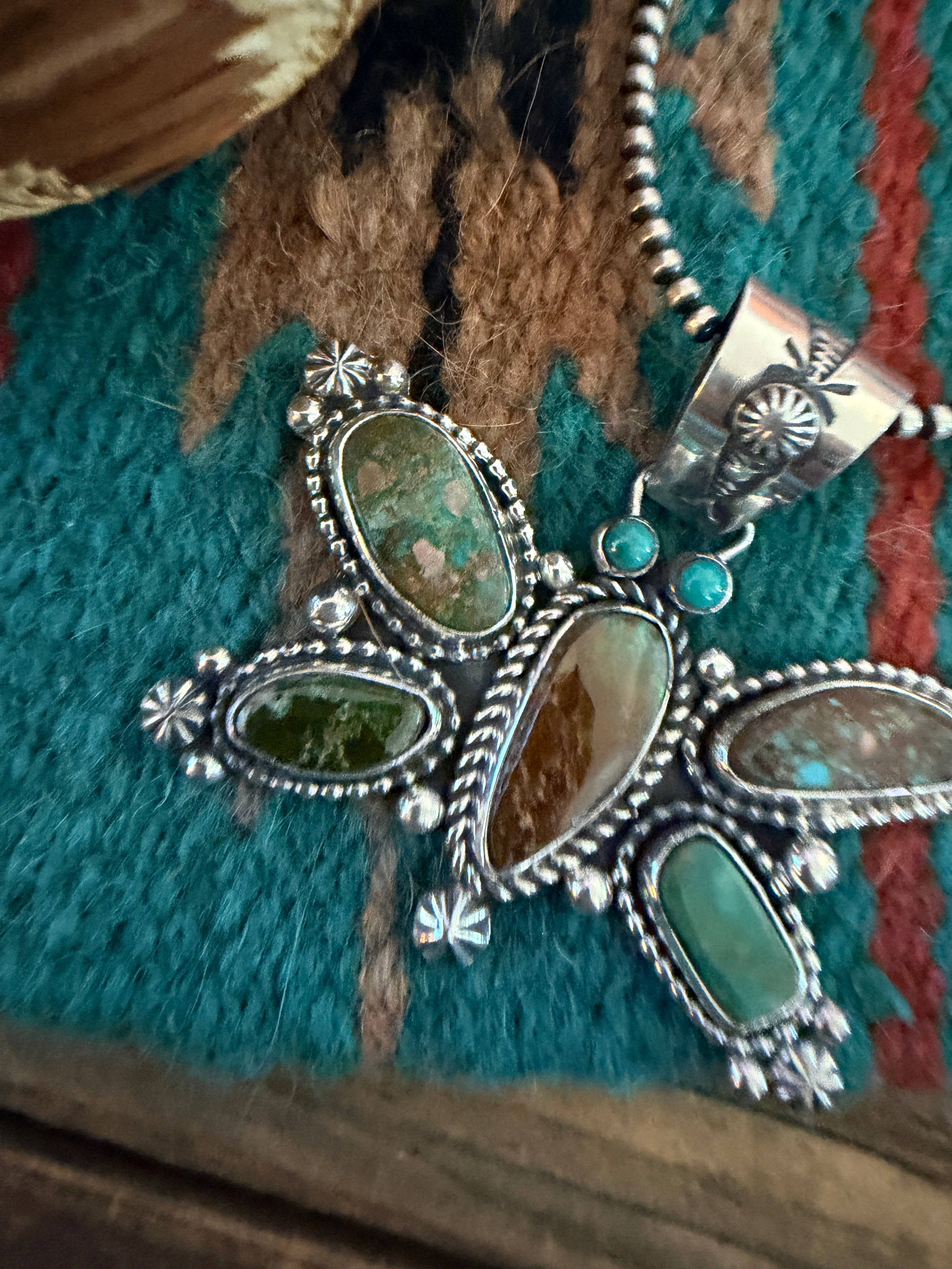 Handcrafted Sterling Silver & Turquoise Butterfly Pendant by Rosella Paxson