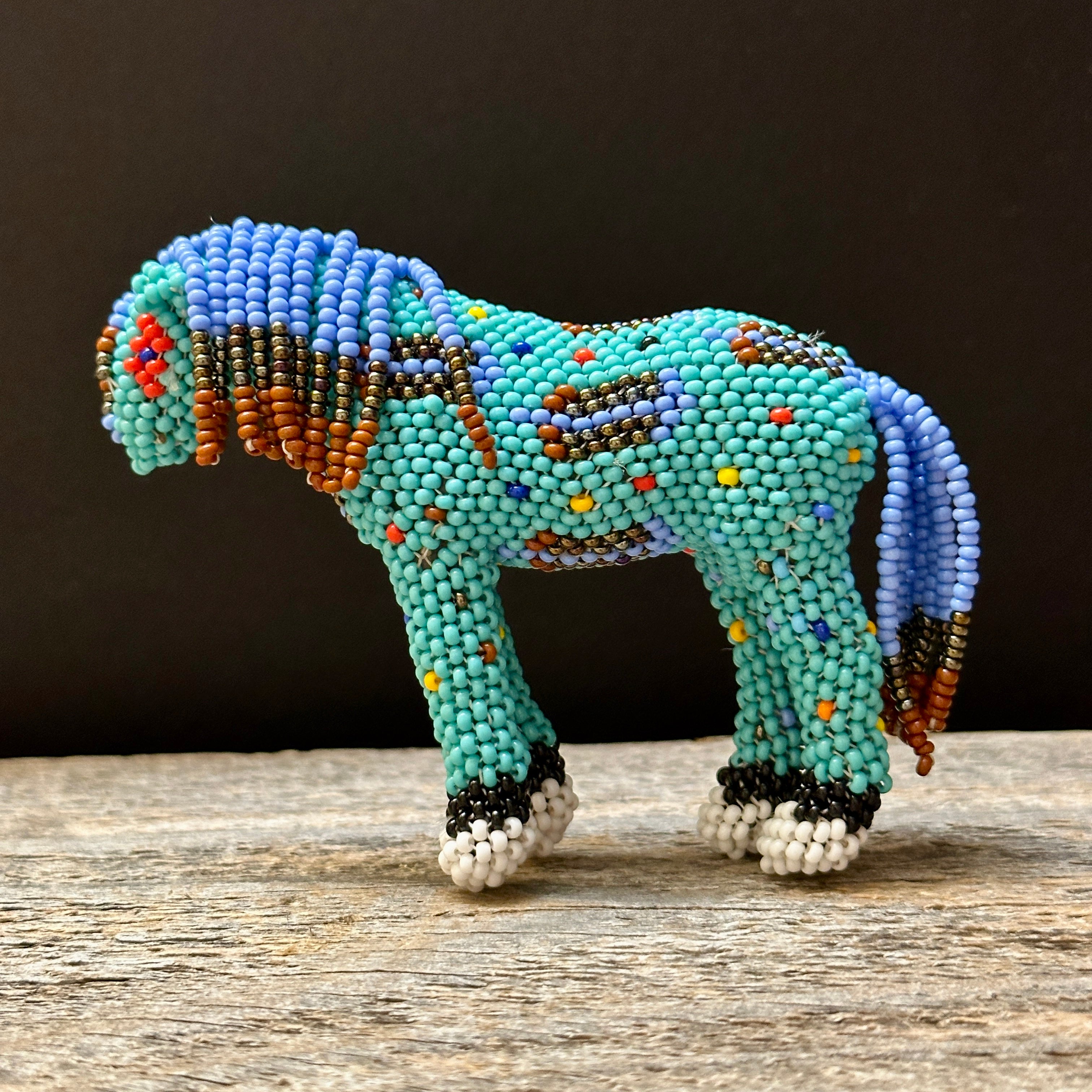 Handmade Peyote Stitched Horse Figurine- Turquoise 6