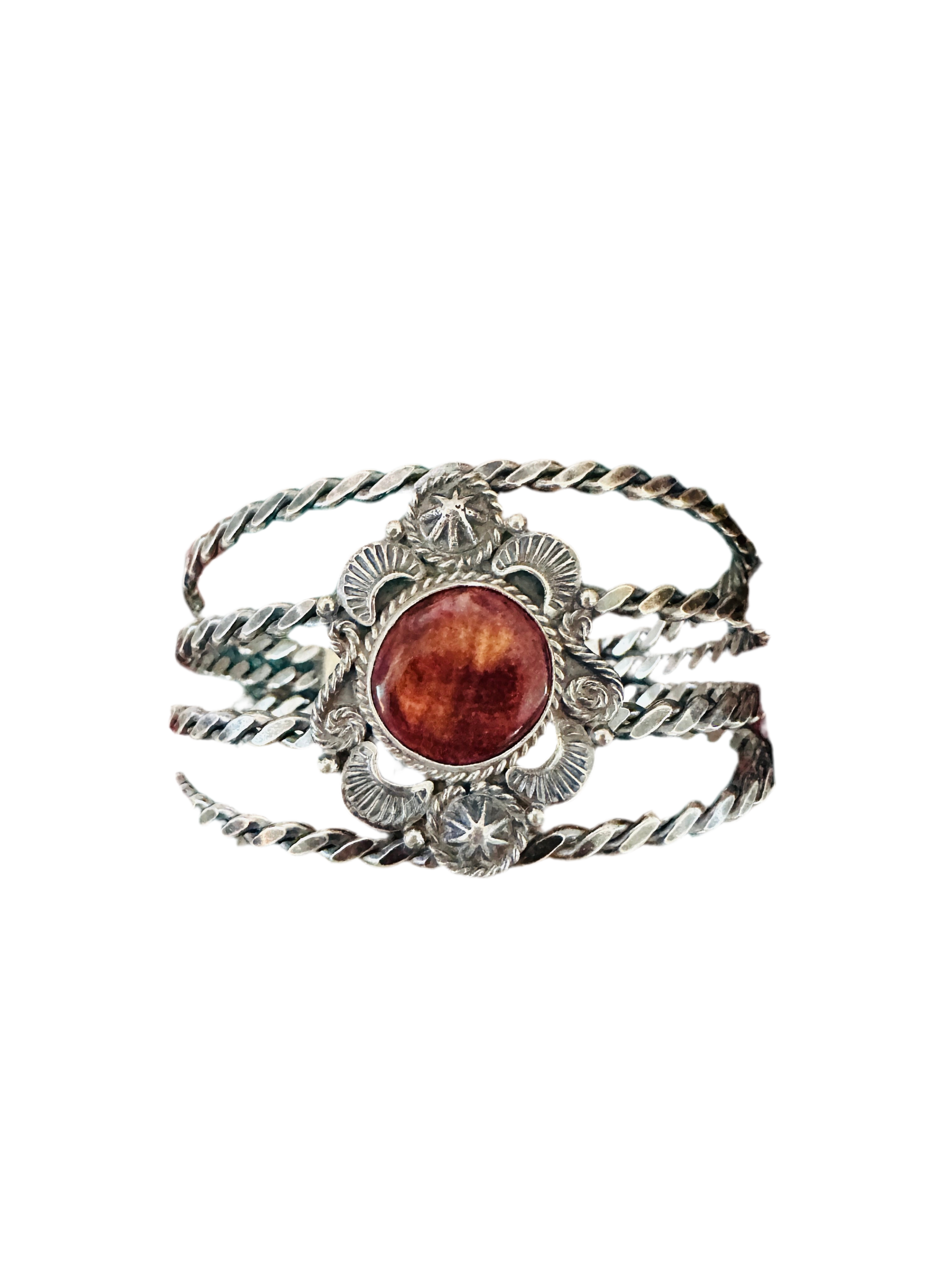 Handcrafted Sterling Silver & Purple Spiny Oyster Cuff Bracelet