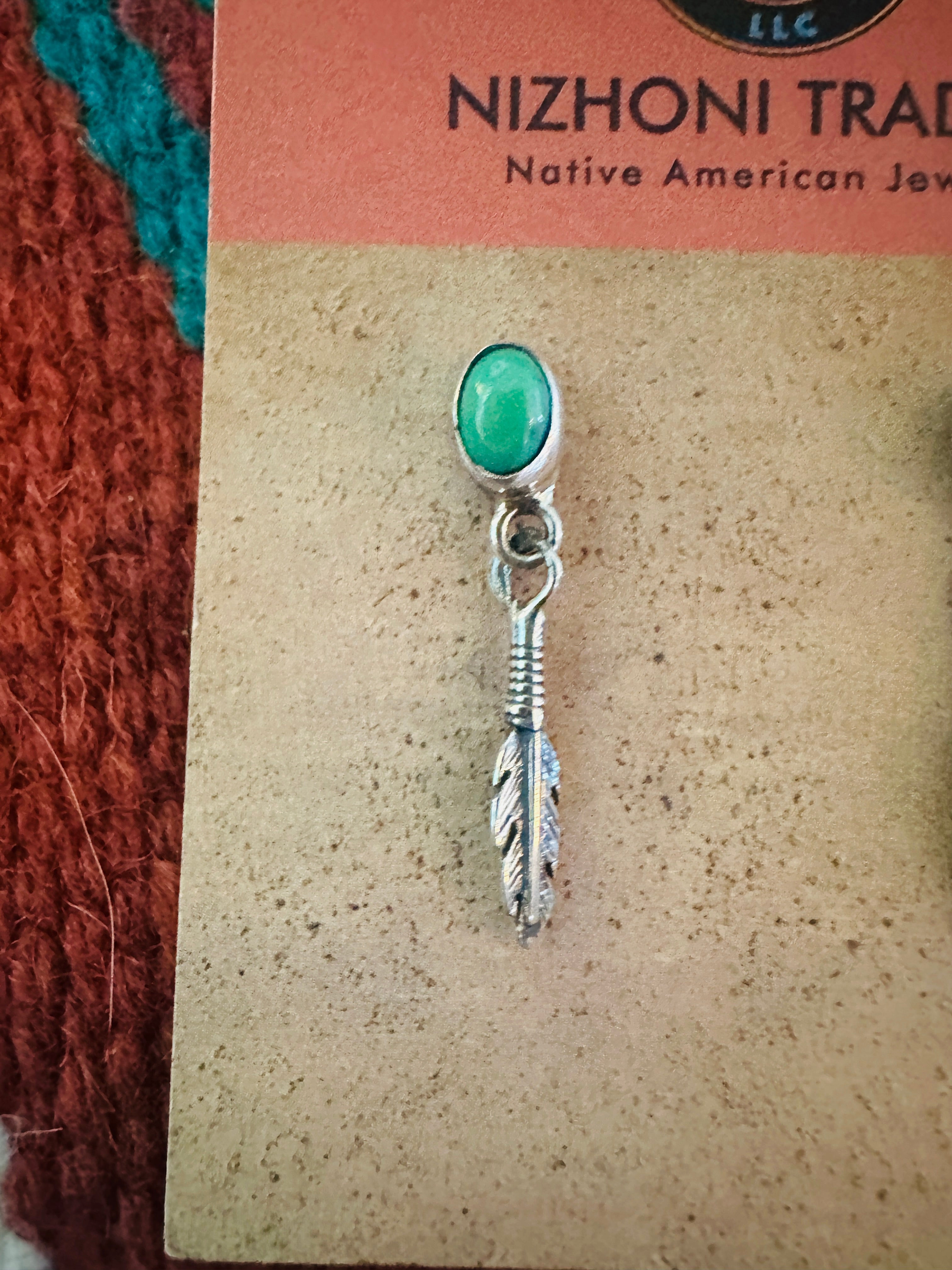 Navajo Turquoise & Sterling Silver Feather Earrings