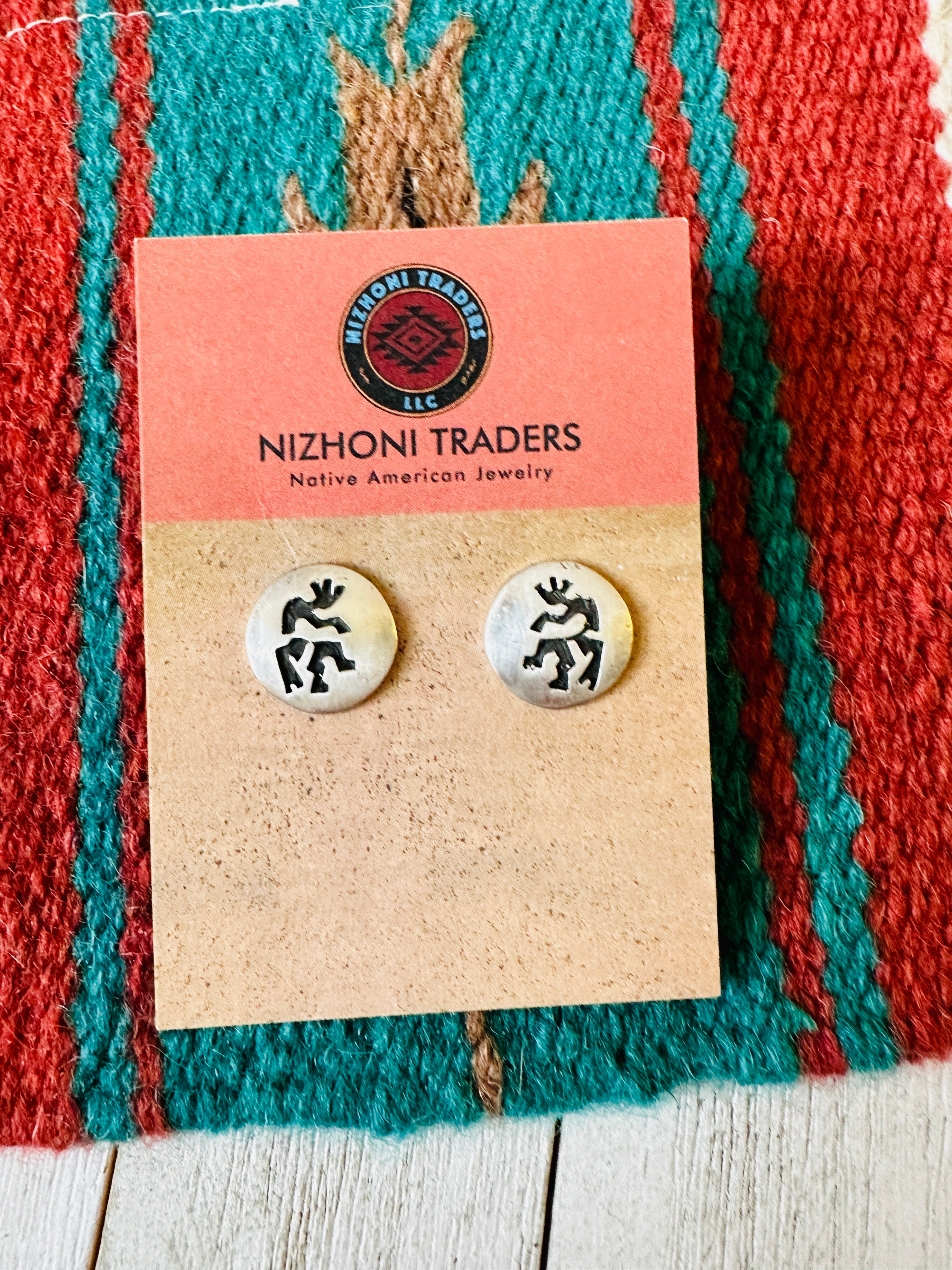 Vintage Navajo Sterling Silver Kachina Stud Earrings