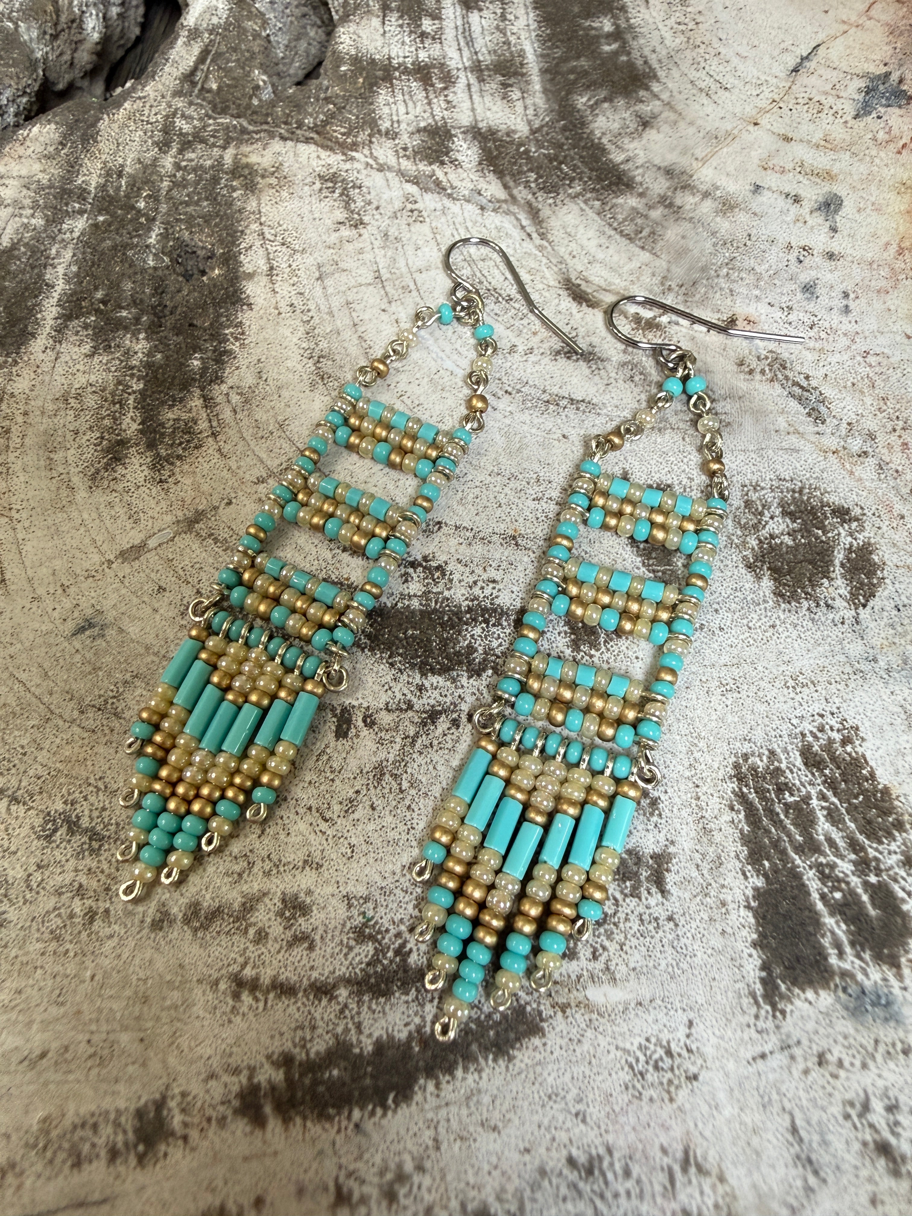 “The Golden Collection”  Canyon Breeze Handmade Multi Color Beaded Earrings