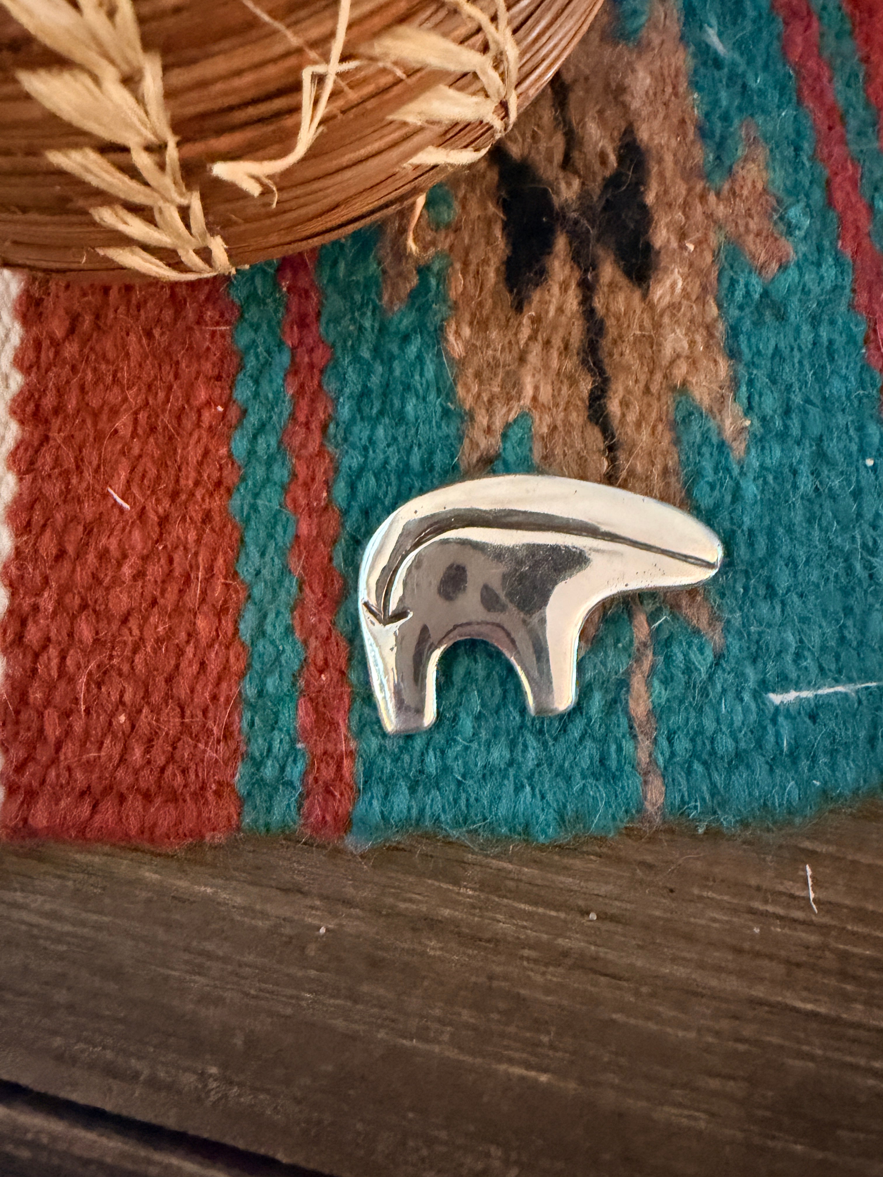 Old Pawn Handcrafted Sterling Silver Fetish Bear Brooch