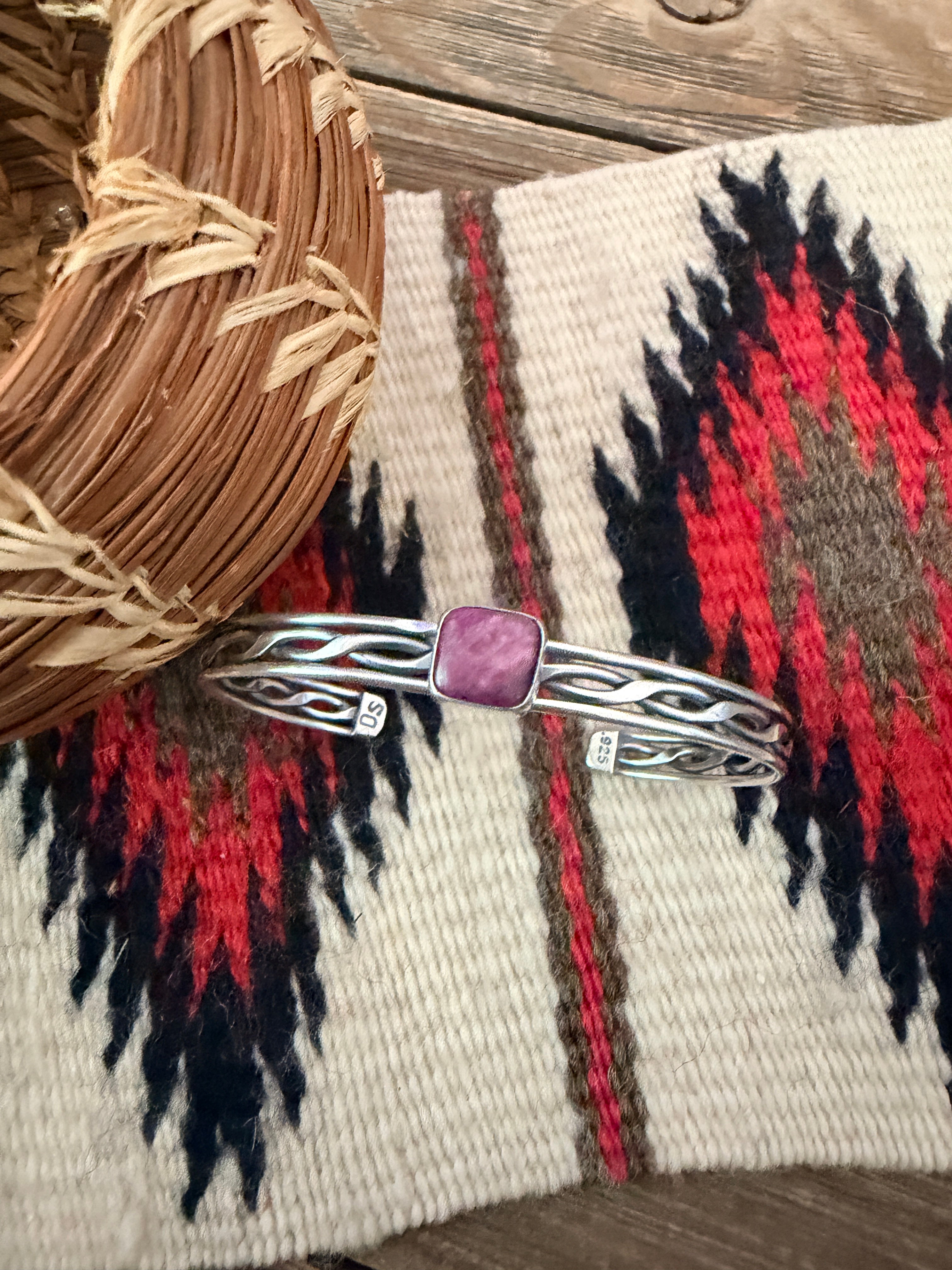 Handcrafted Purple Spiny & Sterling Silver Cuff Bracelet