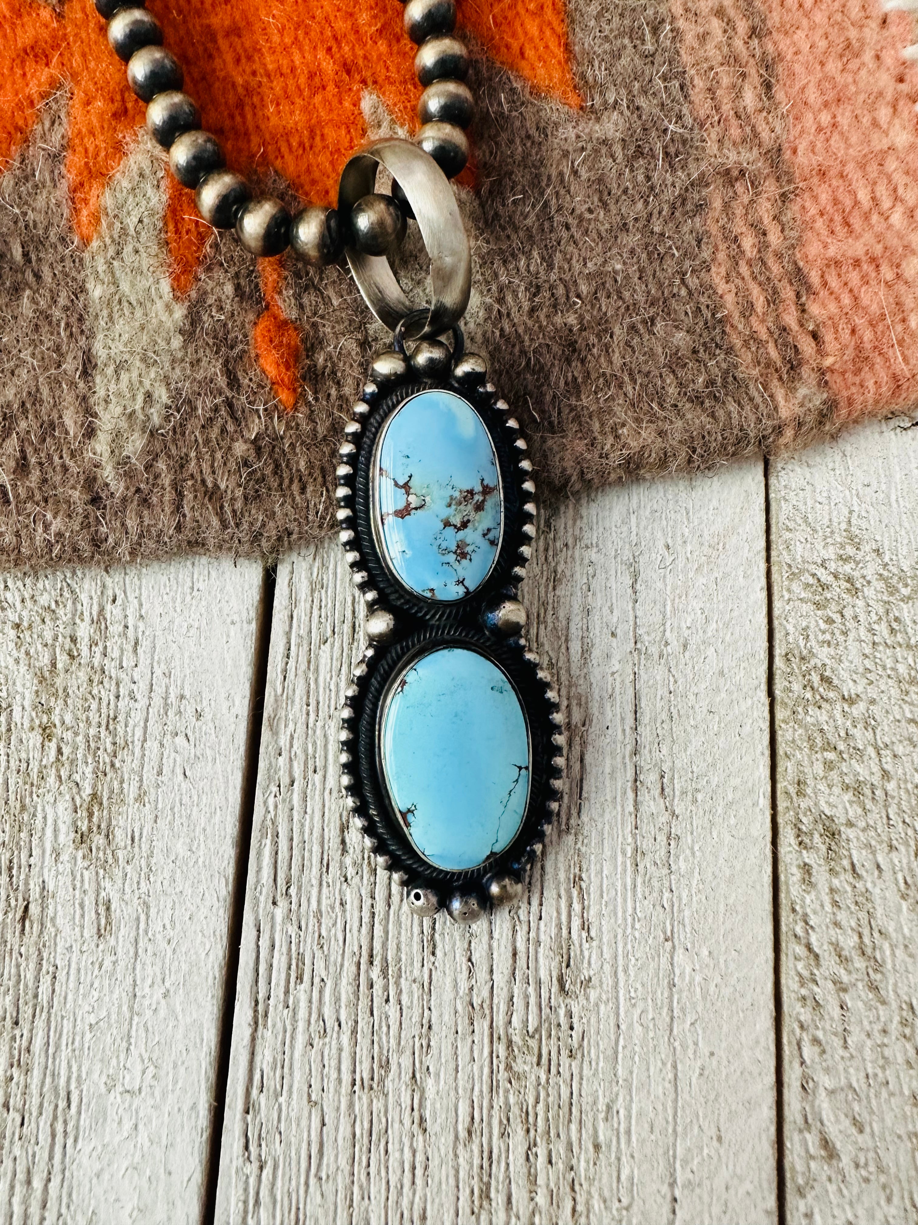 Navajo Golden Hills Turquoise & Sterling Silver Pendant