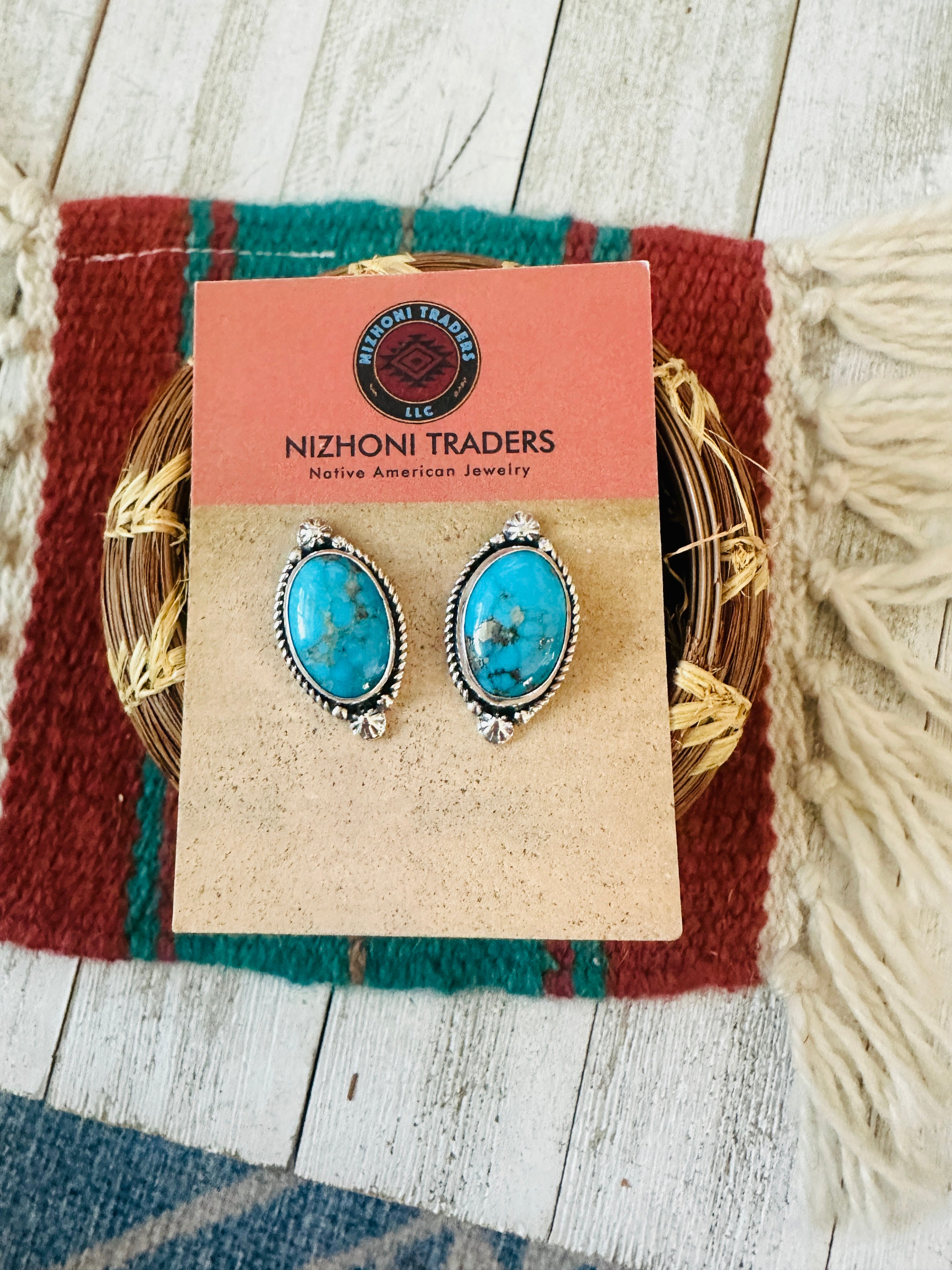 Handcrafted Sterling Silver & Turquoise Post Earrings