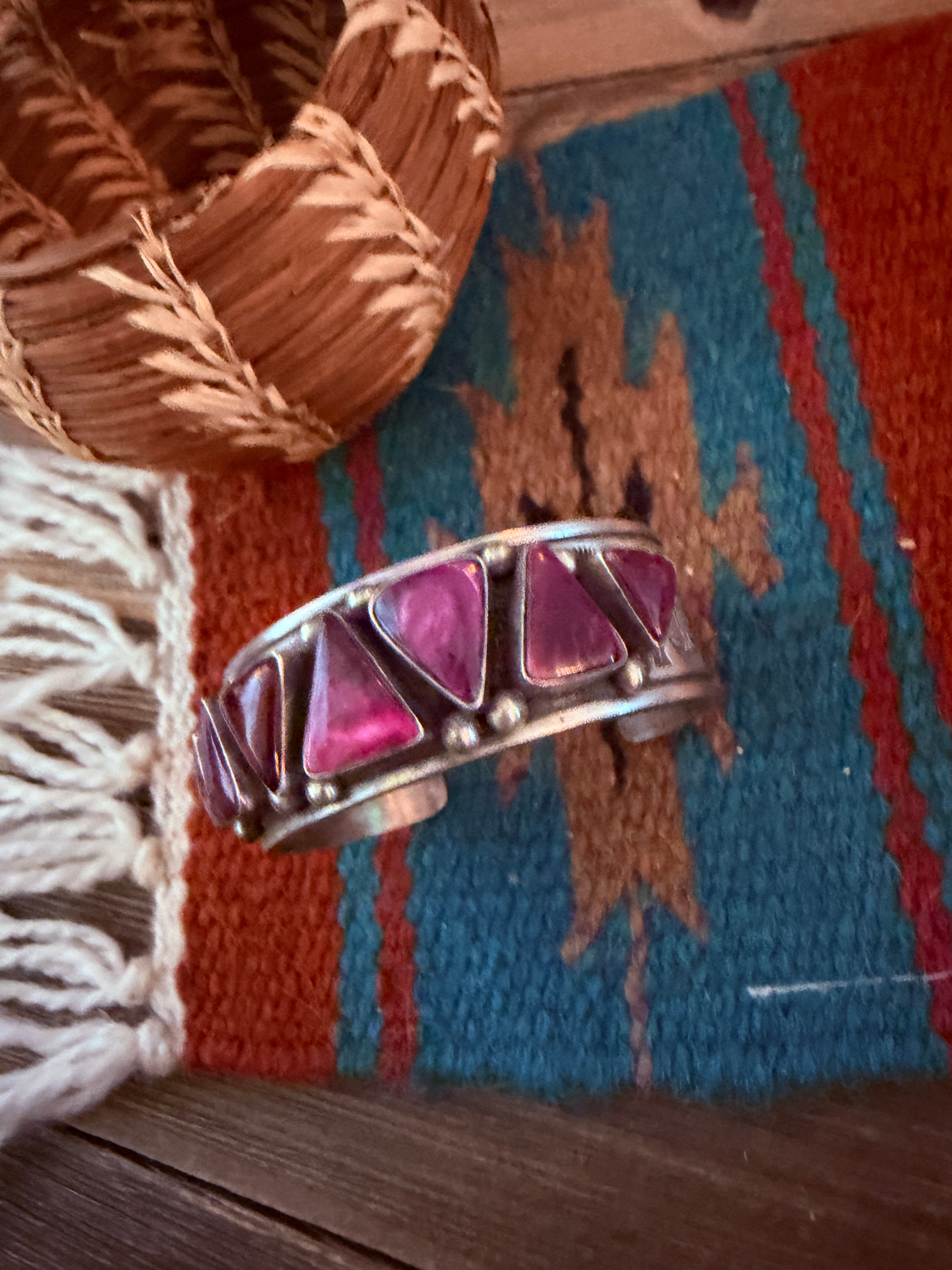 Handcrafted Purple Spiny & Sterling Silver Cuff Bracelet by Kathleen Chavez
