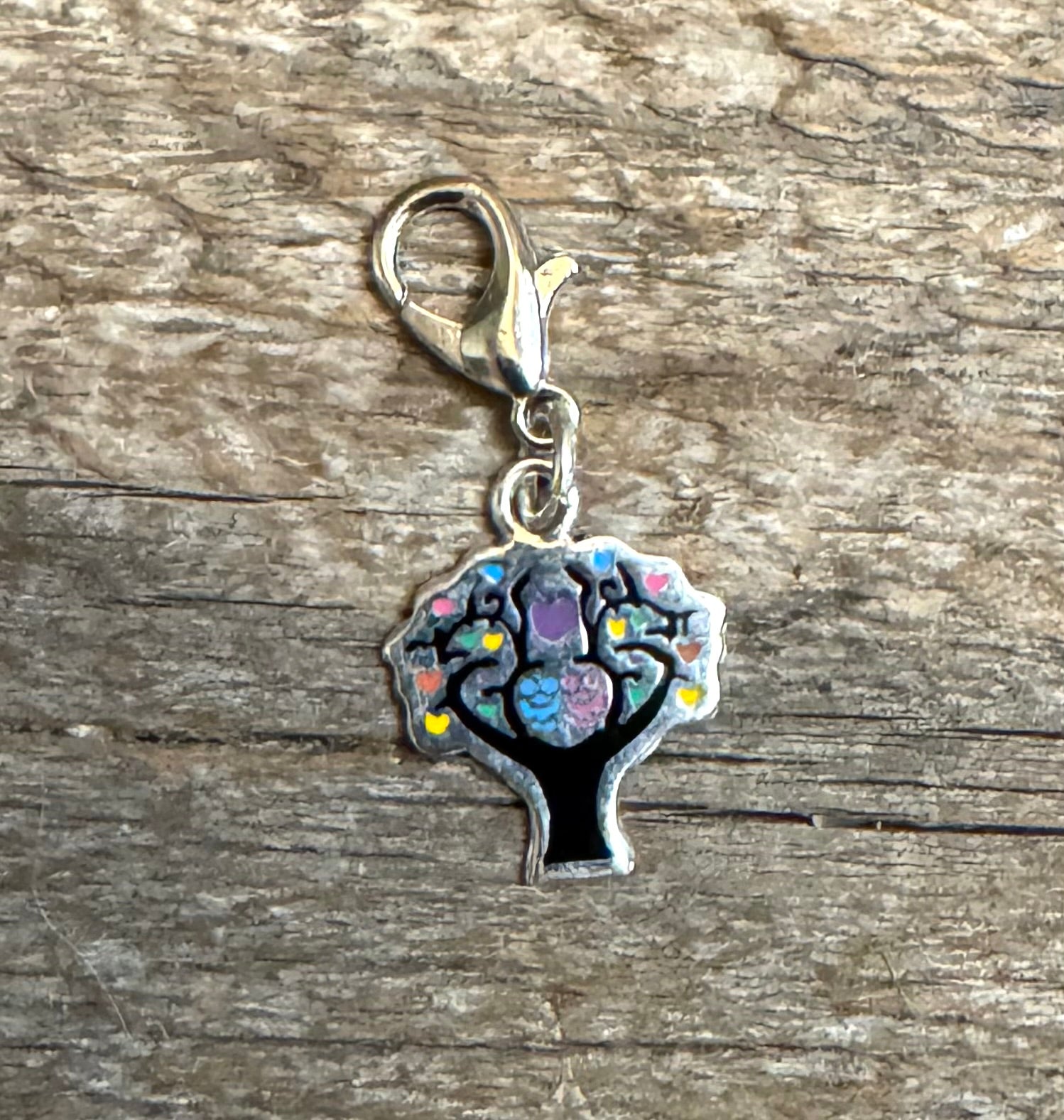 Multicolored Sterling Silver ￼Tree Charm