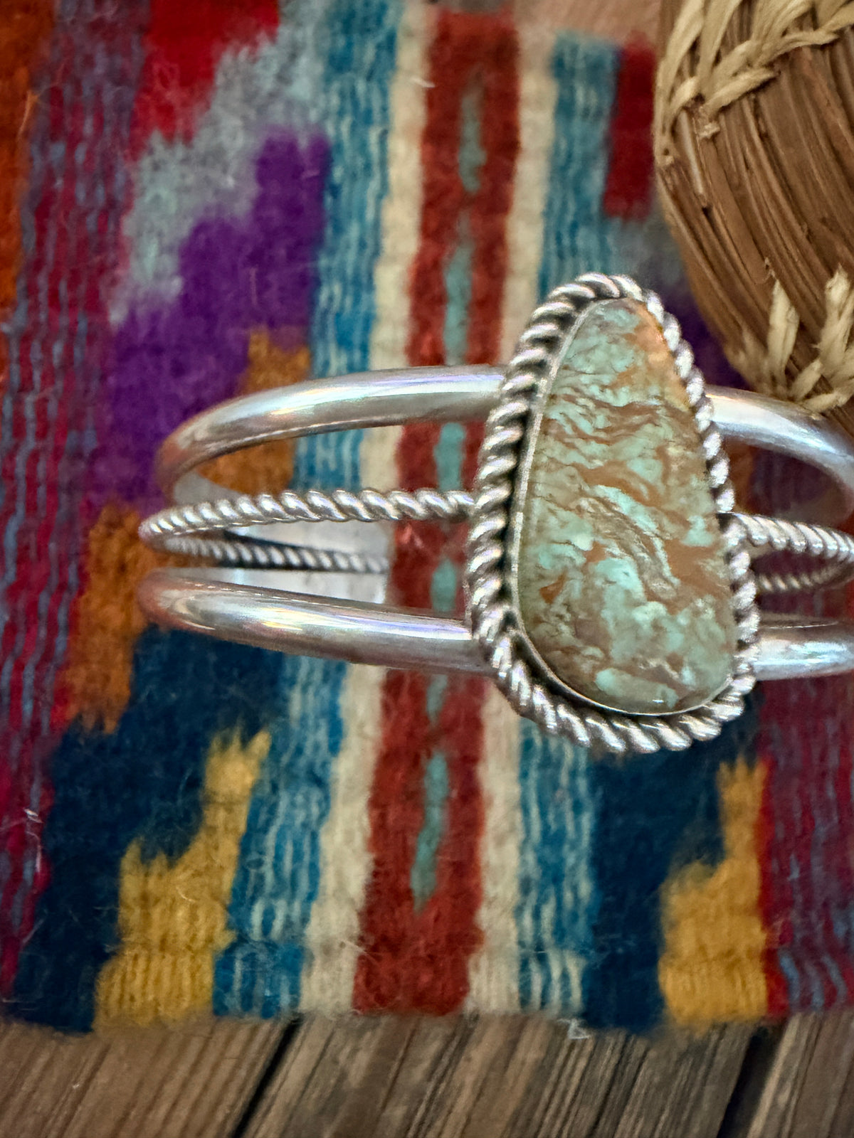 Handcrafted Old Pawn Sterling Silver & Royston Turquoise Cuff Bracelet