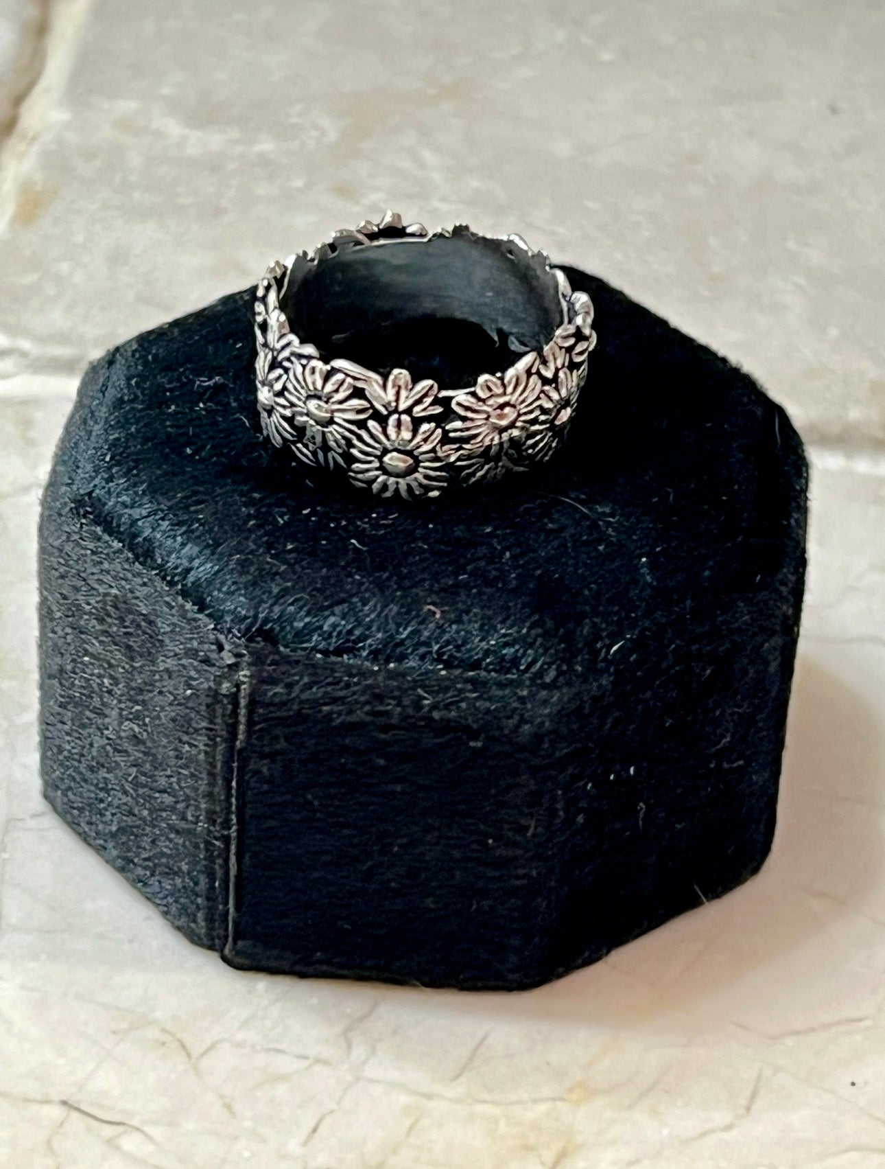 Flowers & Leaves All Around Sterling Silver Band Ring