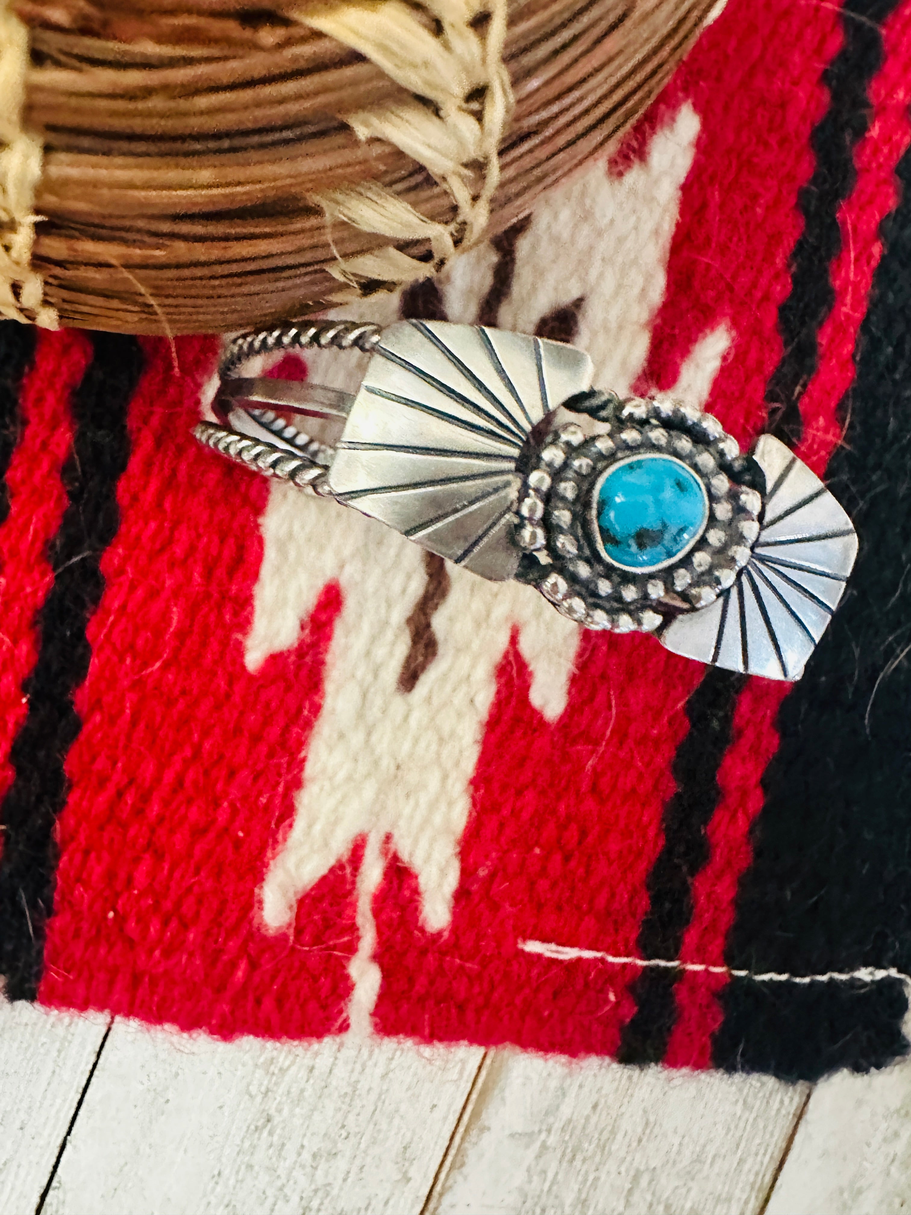 Navajo Kingman Turquoise & Sterling Silver Cuff Bracelet