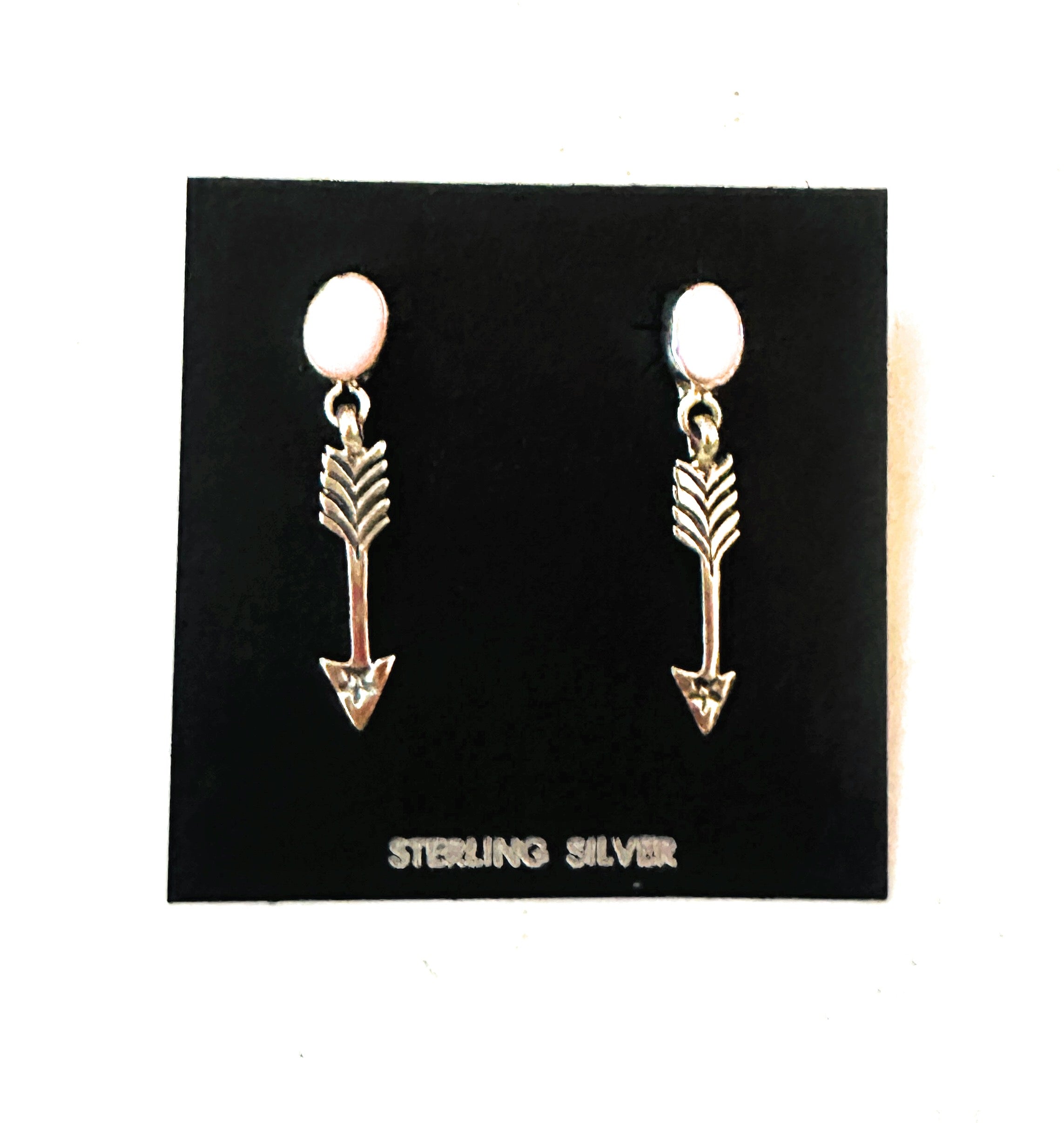 Navajo Queen Pink Conch & Sterling Silver Arrow Dangle Earrings