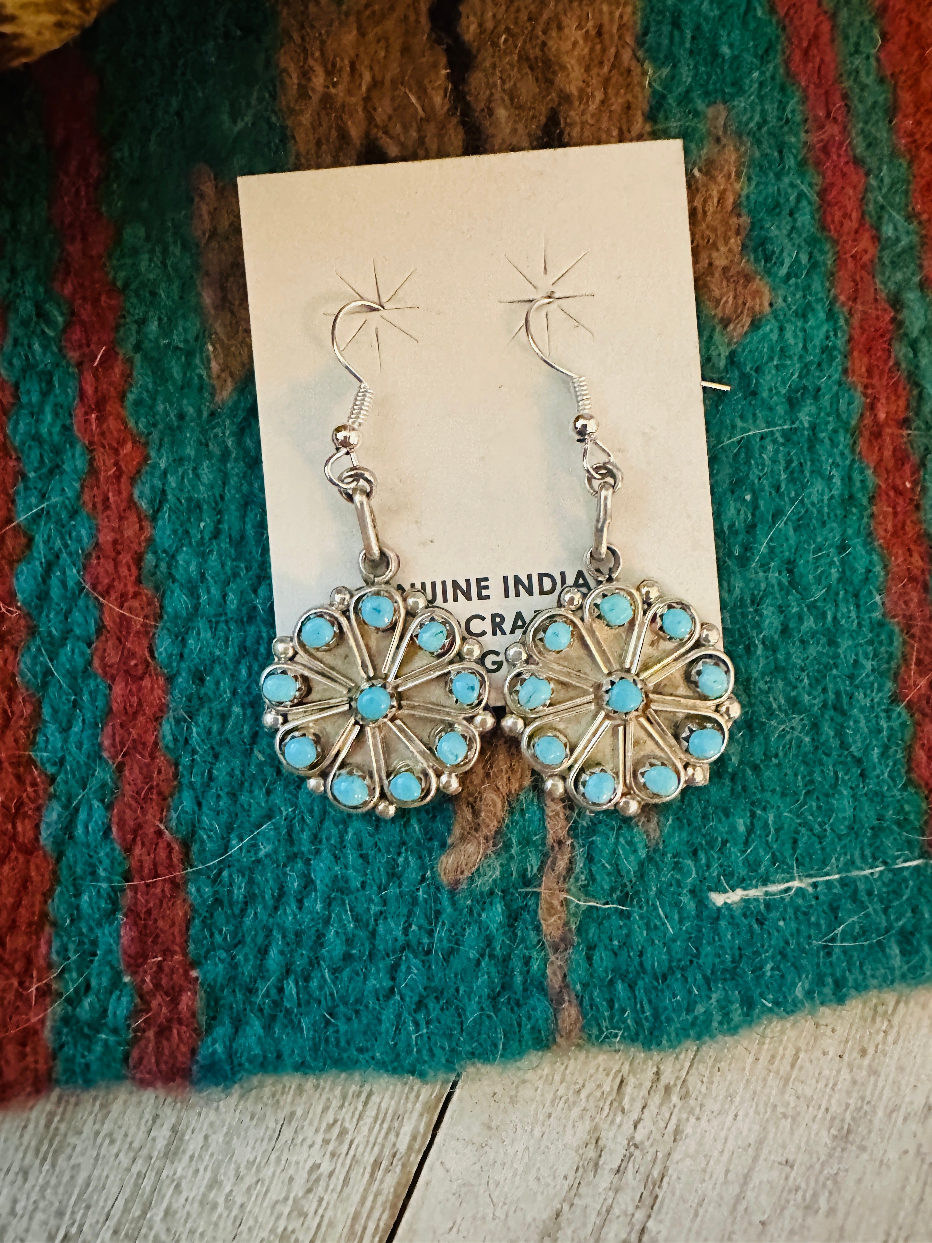 Navajo Turquoise & Sterling Silver Dangle Earrings