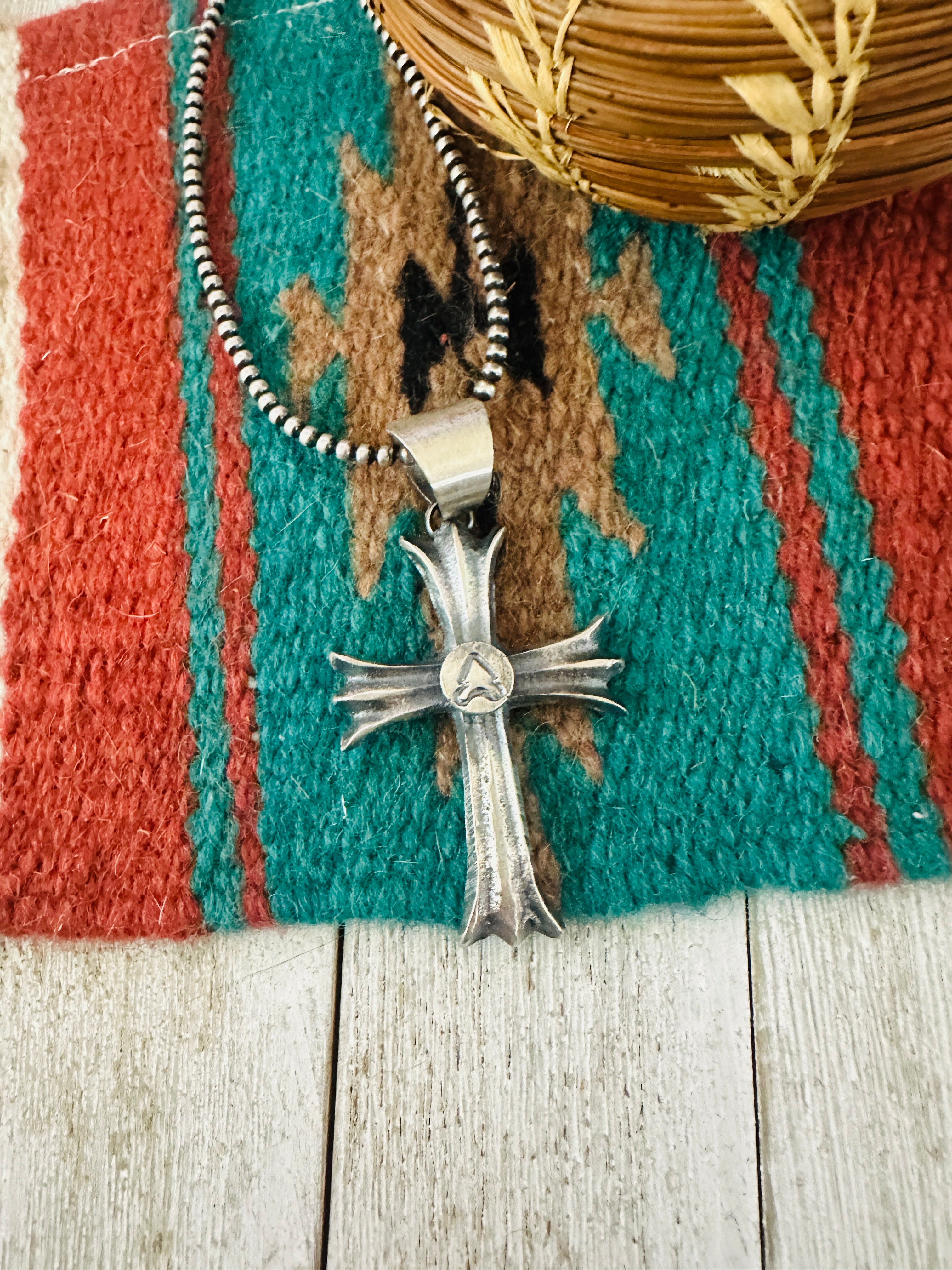 Handcrafted Sterling Silver Cross Arrow Pendant by Chimney Butte