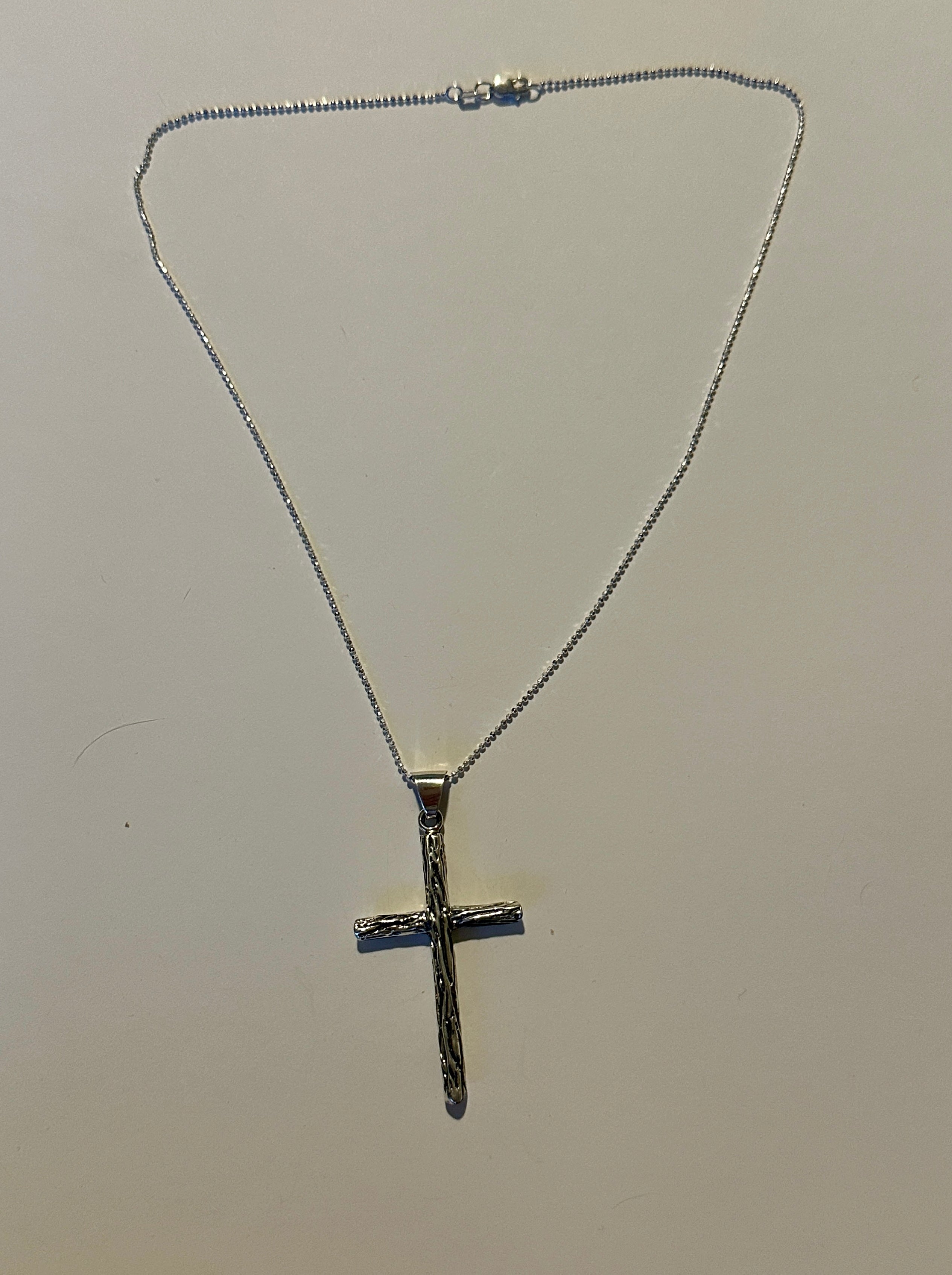 Wood Textured Cross Pendant Necklace