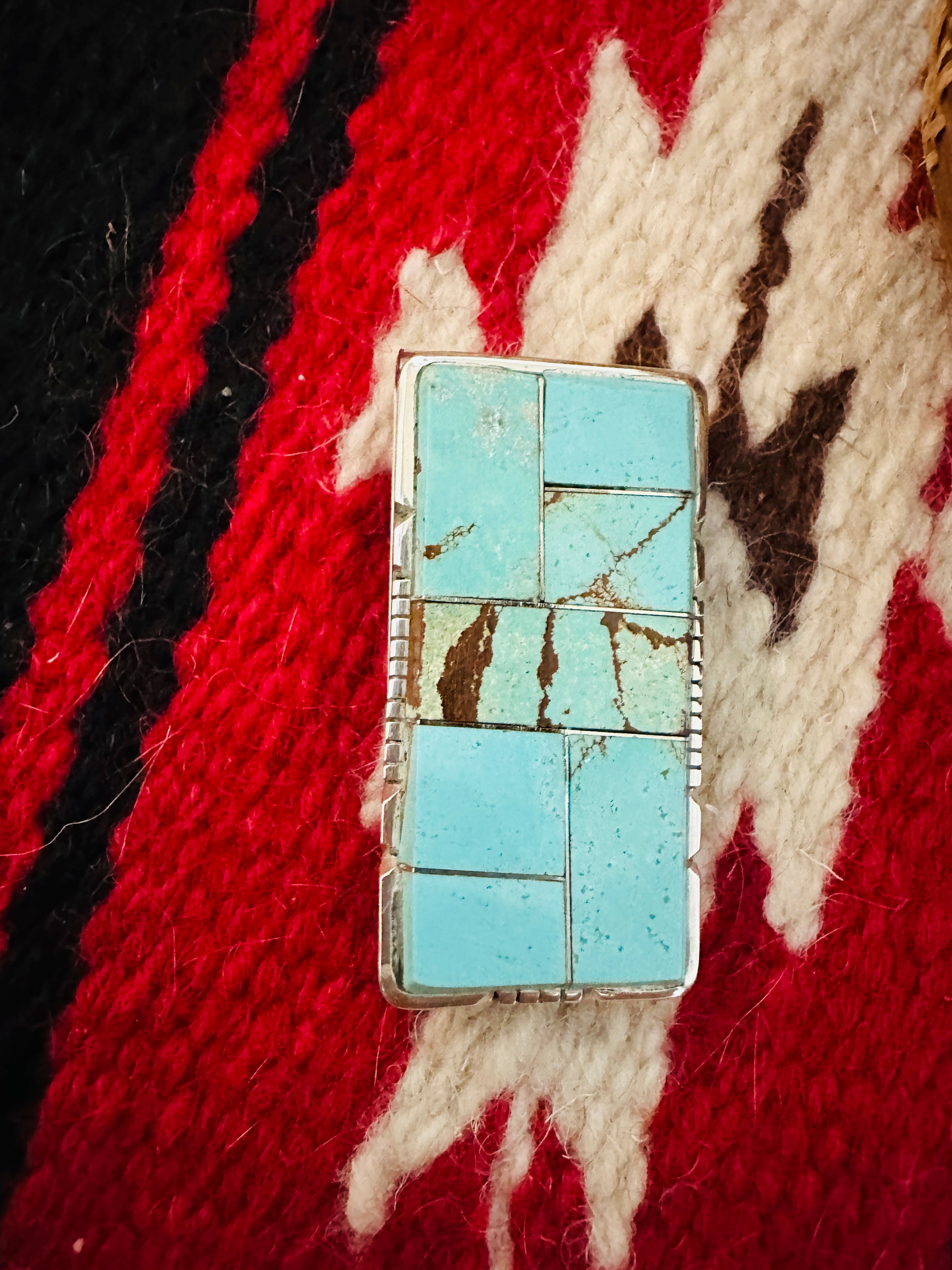 Navajo Turquoise & Sterling Silver Inlay Money Clip