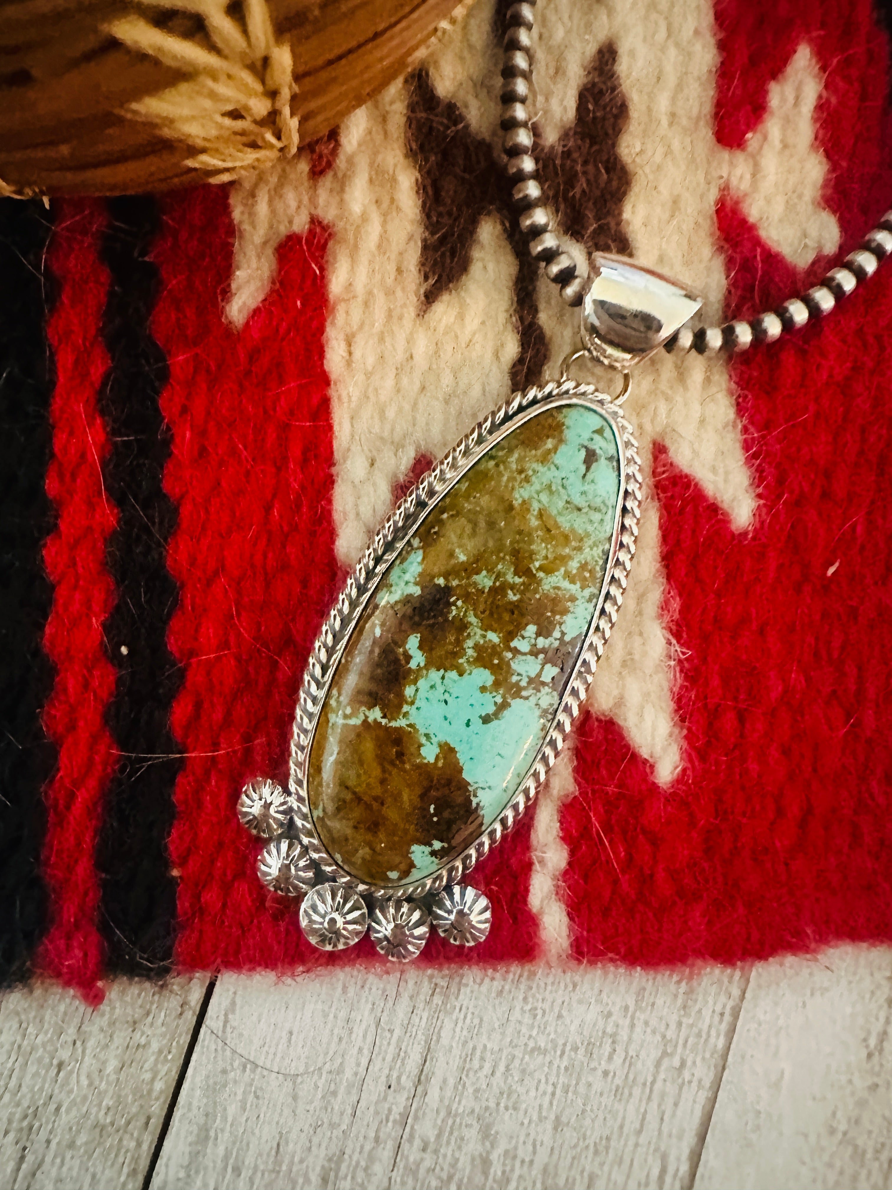 Navajo Number 8 Turquoise & Sterling Silver Pendant