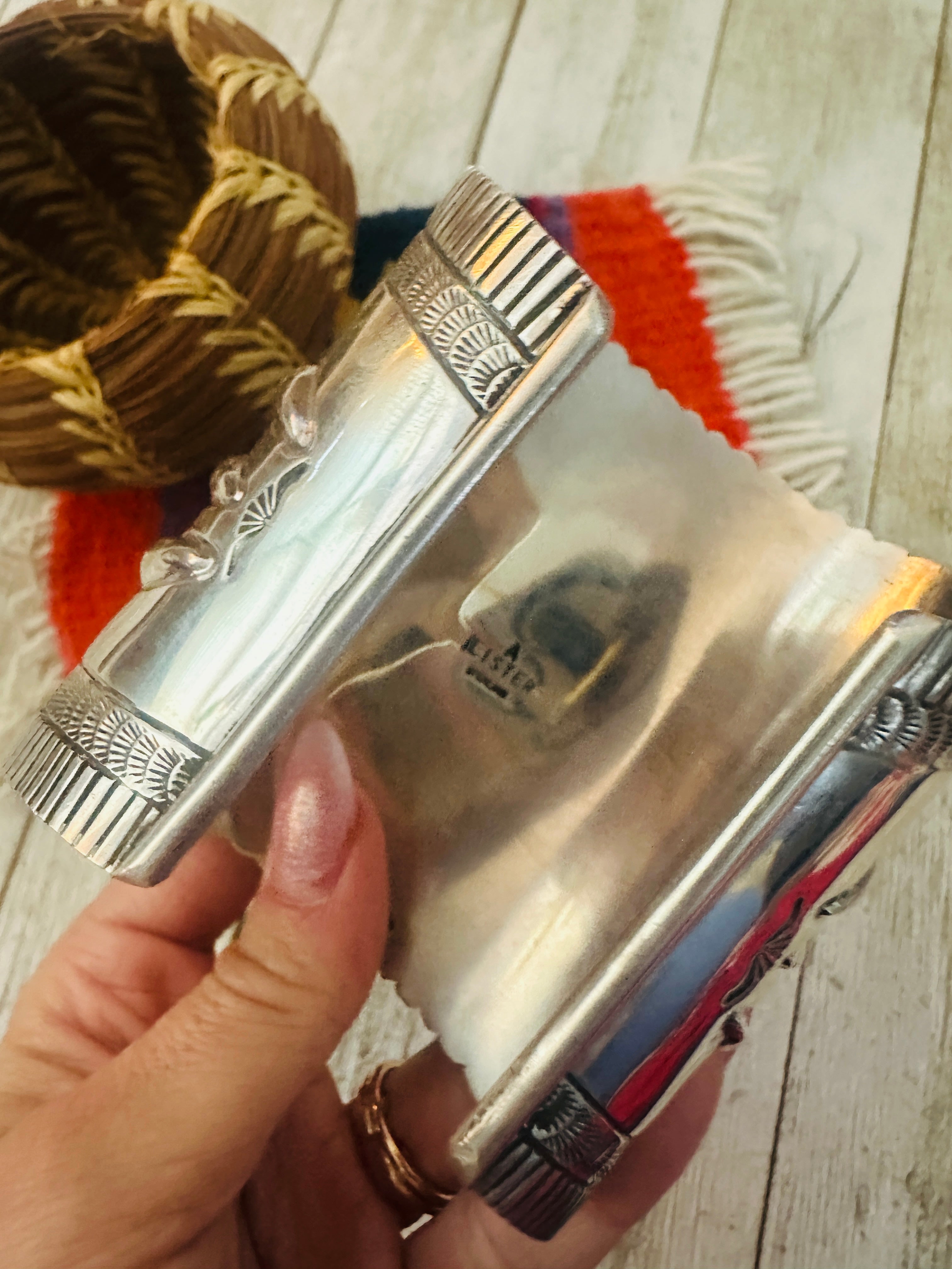 Handcrafted Rainbow Multi Stone & Sterling Silver Cuff Bracelet by Alice Lister