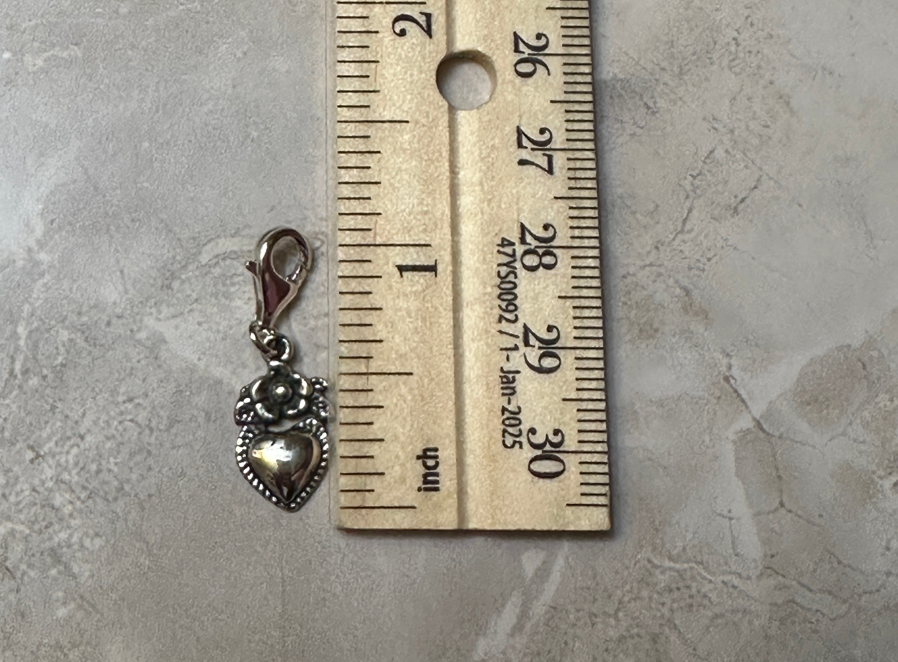 Sterling Silver Flower & Heart Charm