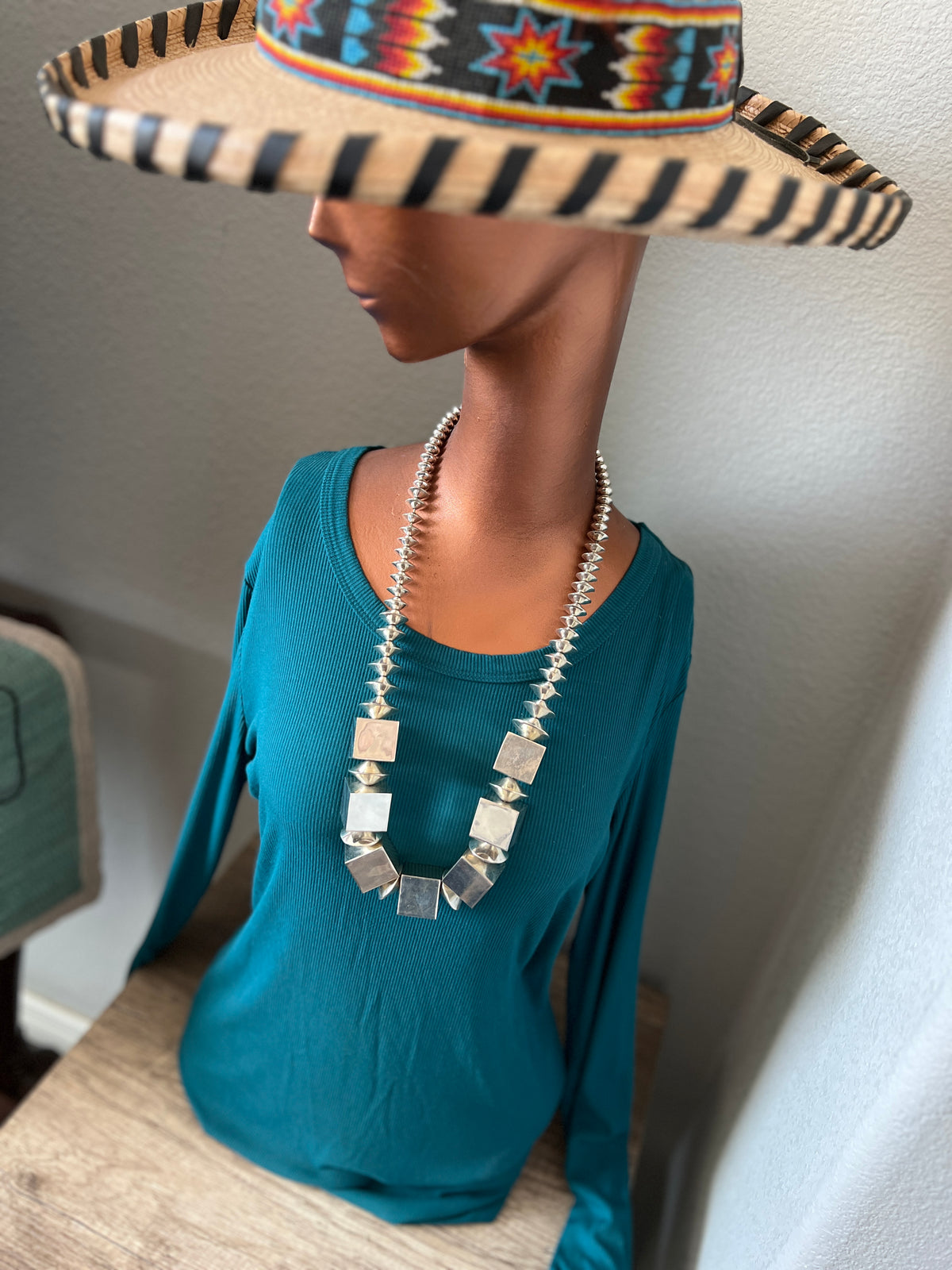 Estate Collection Vintage Sterling Silver Extra Chunky Geometric Beaded Necklace by Rainstar