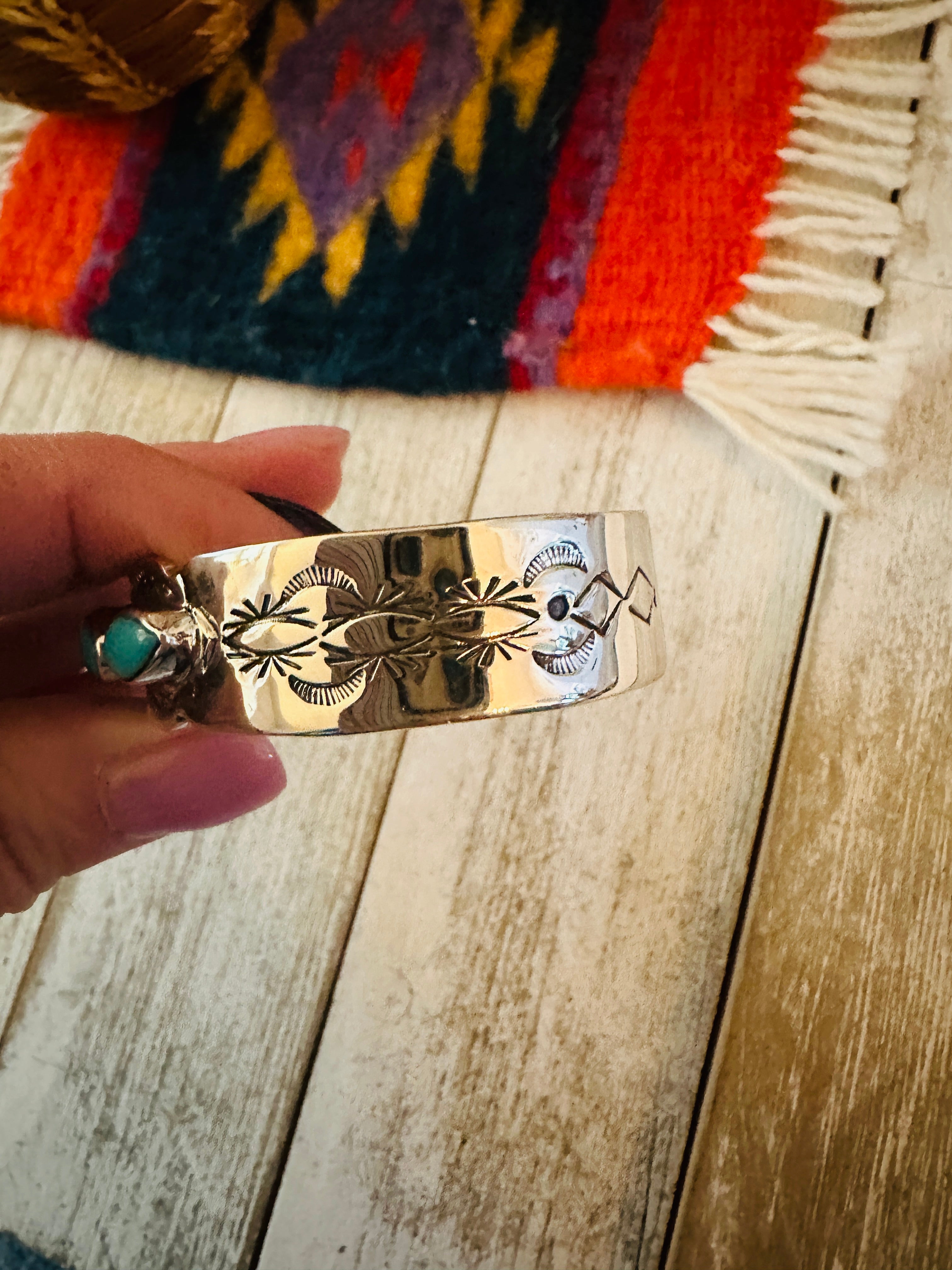 Navajo Sterling Silver & Turquoise Cuff Bracelet