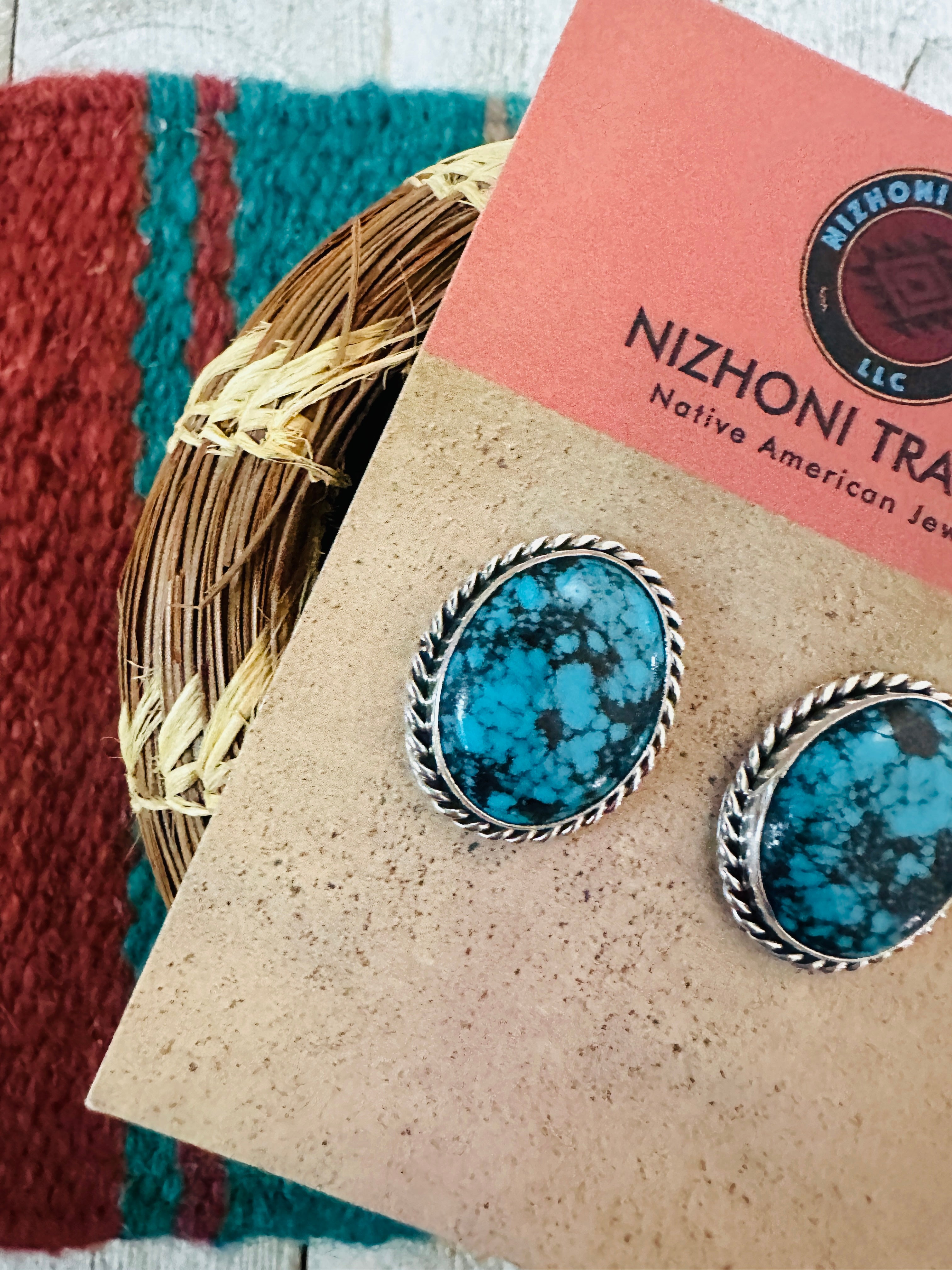Navajo Turquoise & Sterling Silver Post Earrings