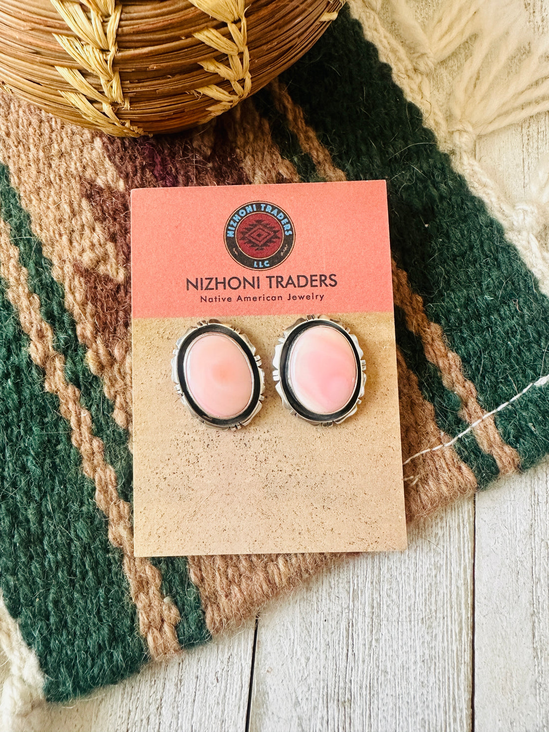 Handcrafted Sterling Silver & Queen Pink Conch Post Earrings