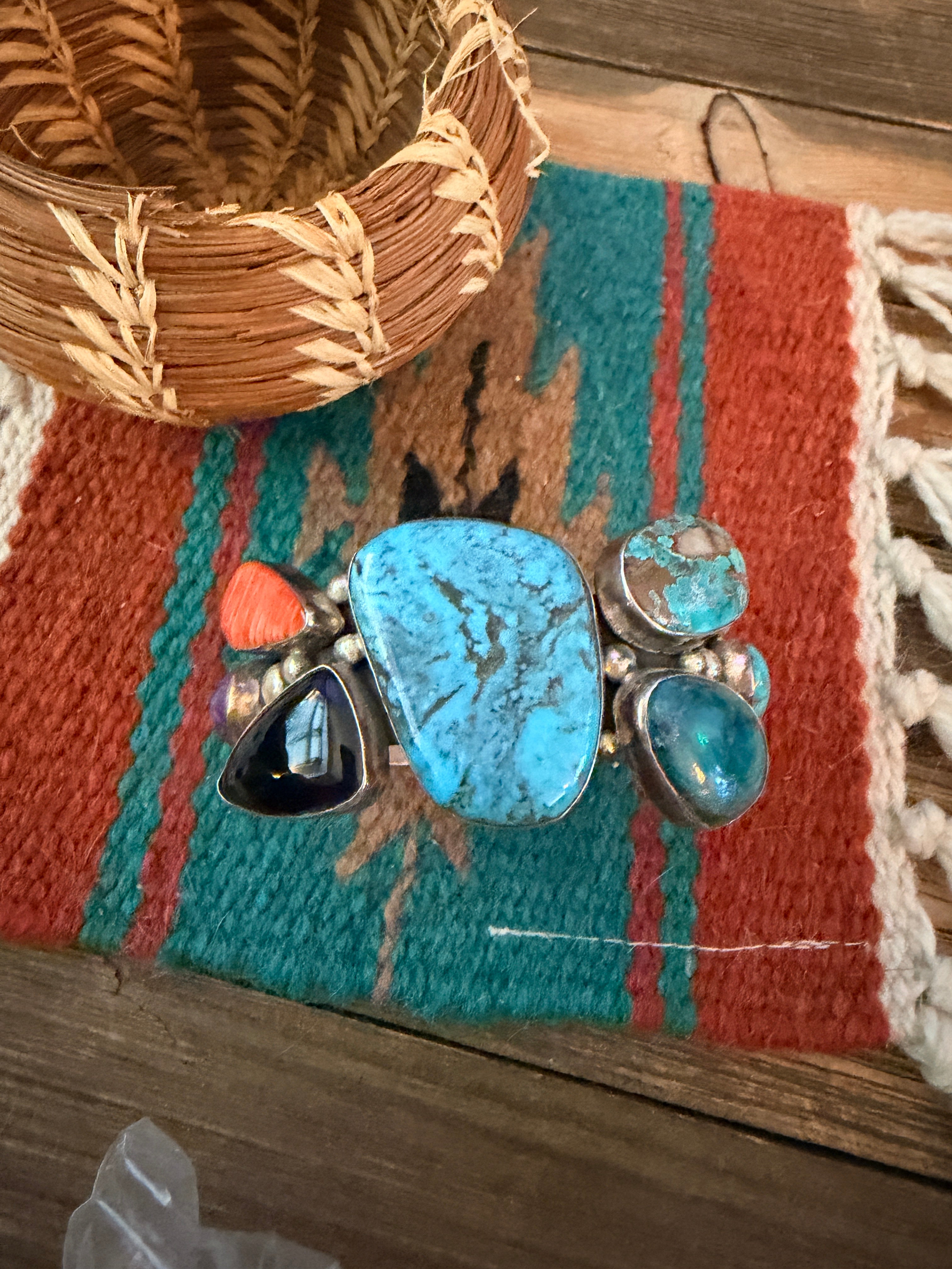Handcrafted Multi Stone & Sterling Silver Cuff Bracelet by Chimney Butte