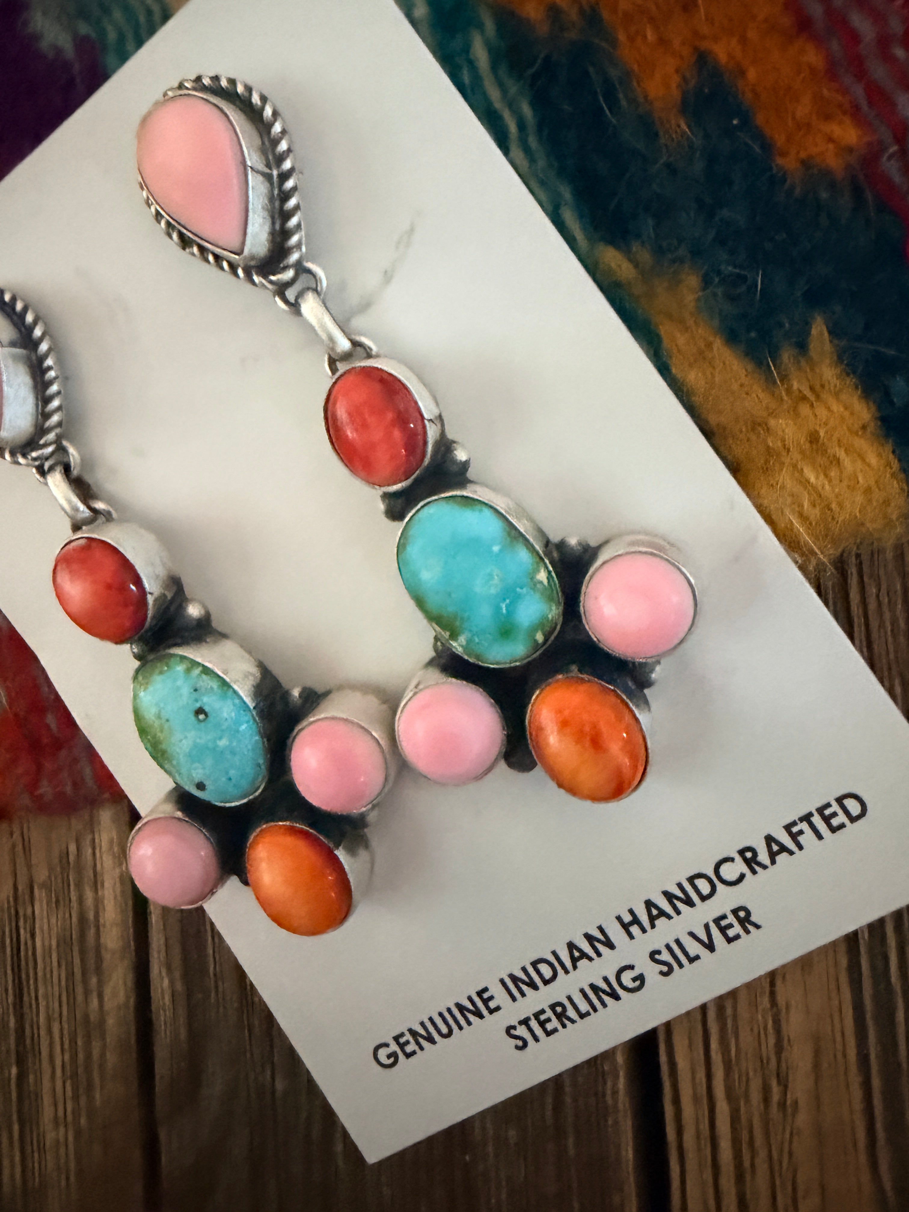 Handcrafted Multi Stone & Sterling Silver Dangle Earrings