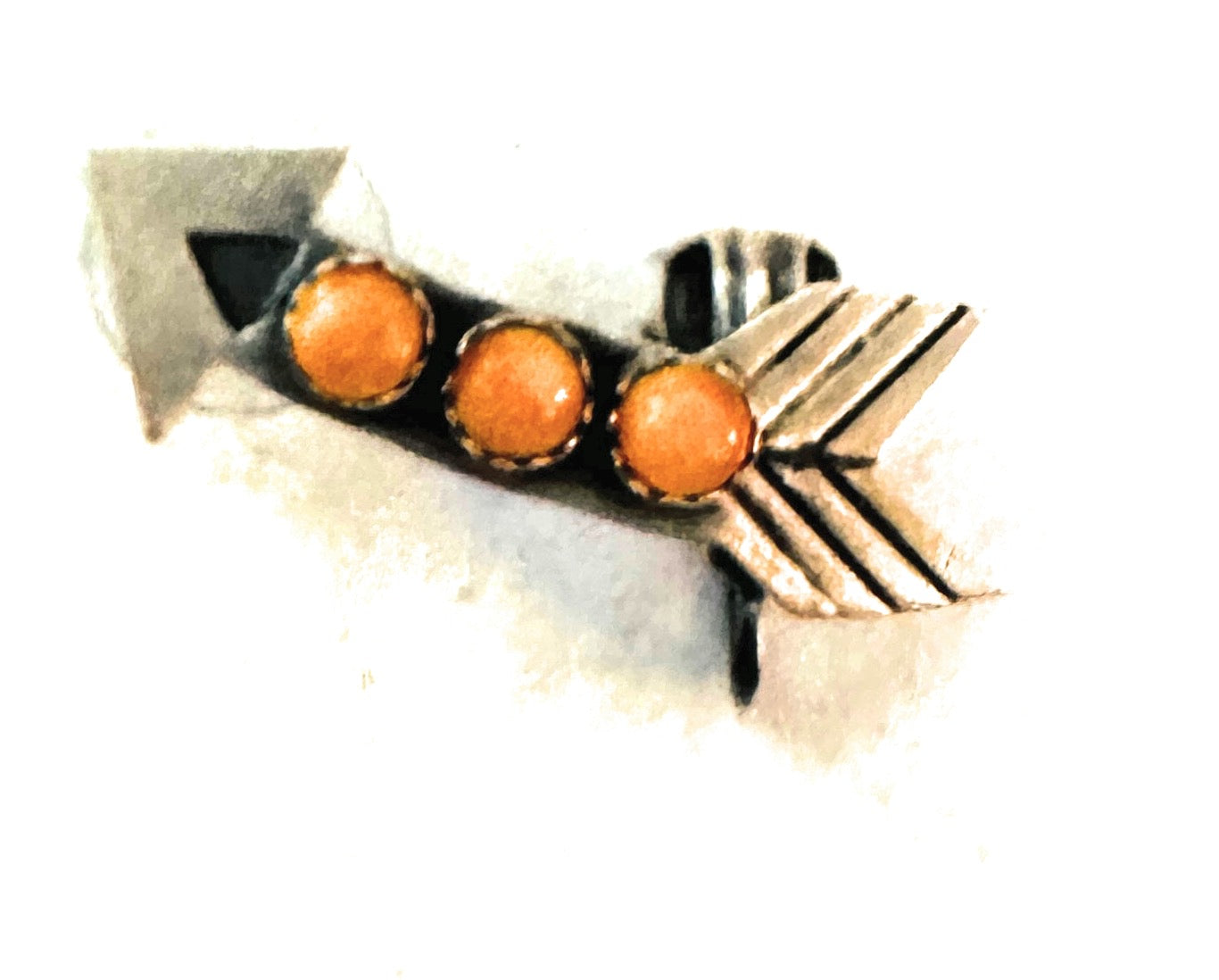 Navajo Orange Spiny & Sterling Silver Arrow Earring