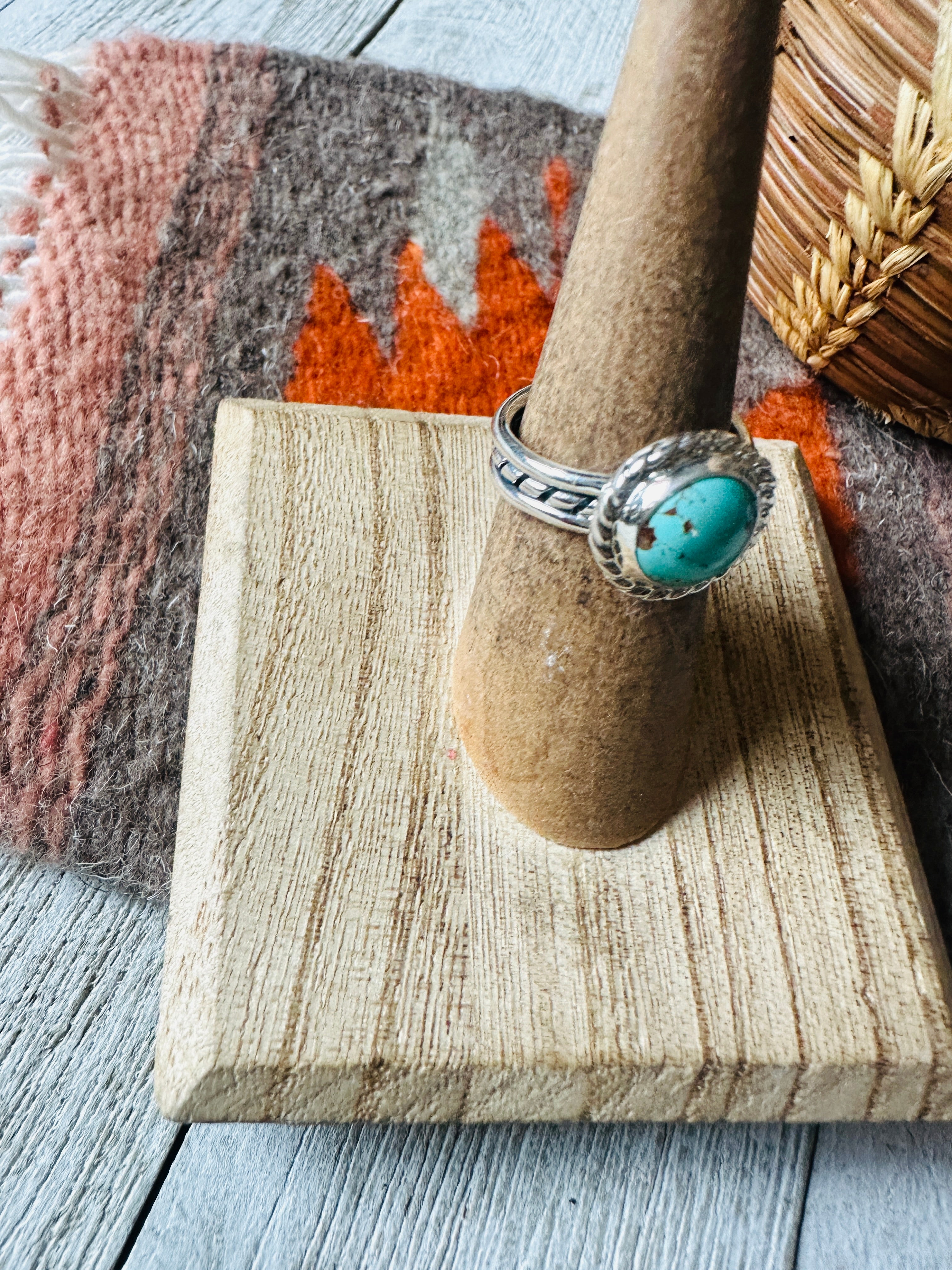 Navajo Turquoise & Sterling Silver Ring Size 5.75