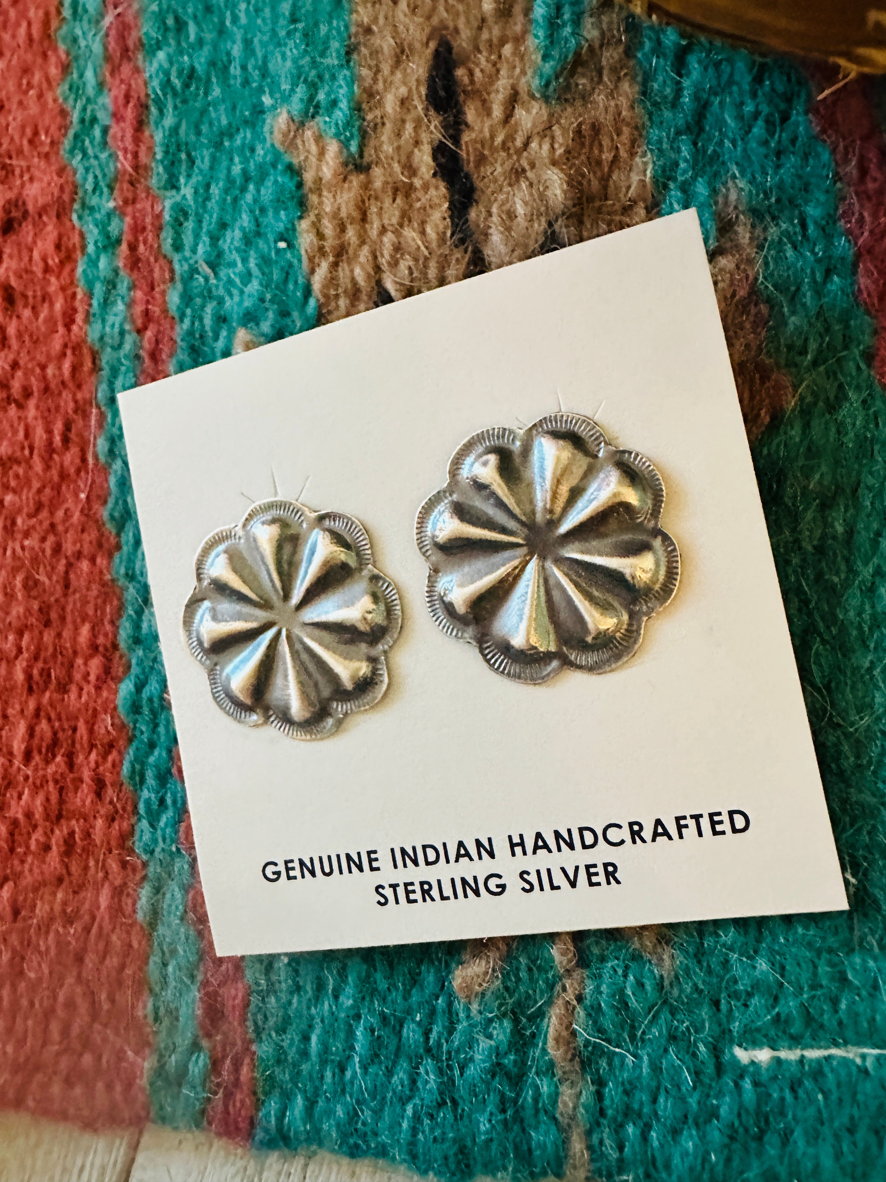 Handcrafted Sterling Silver Concho Stud Earrings