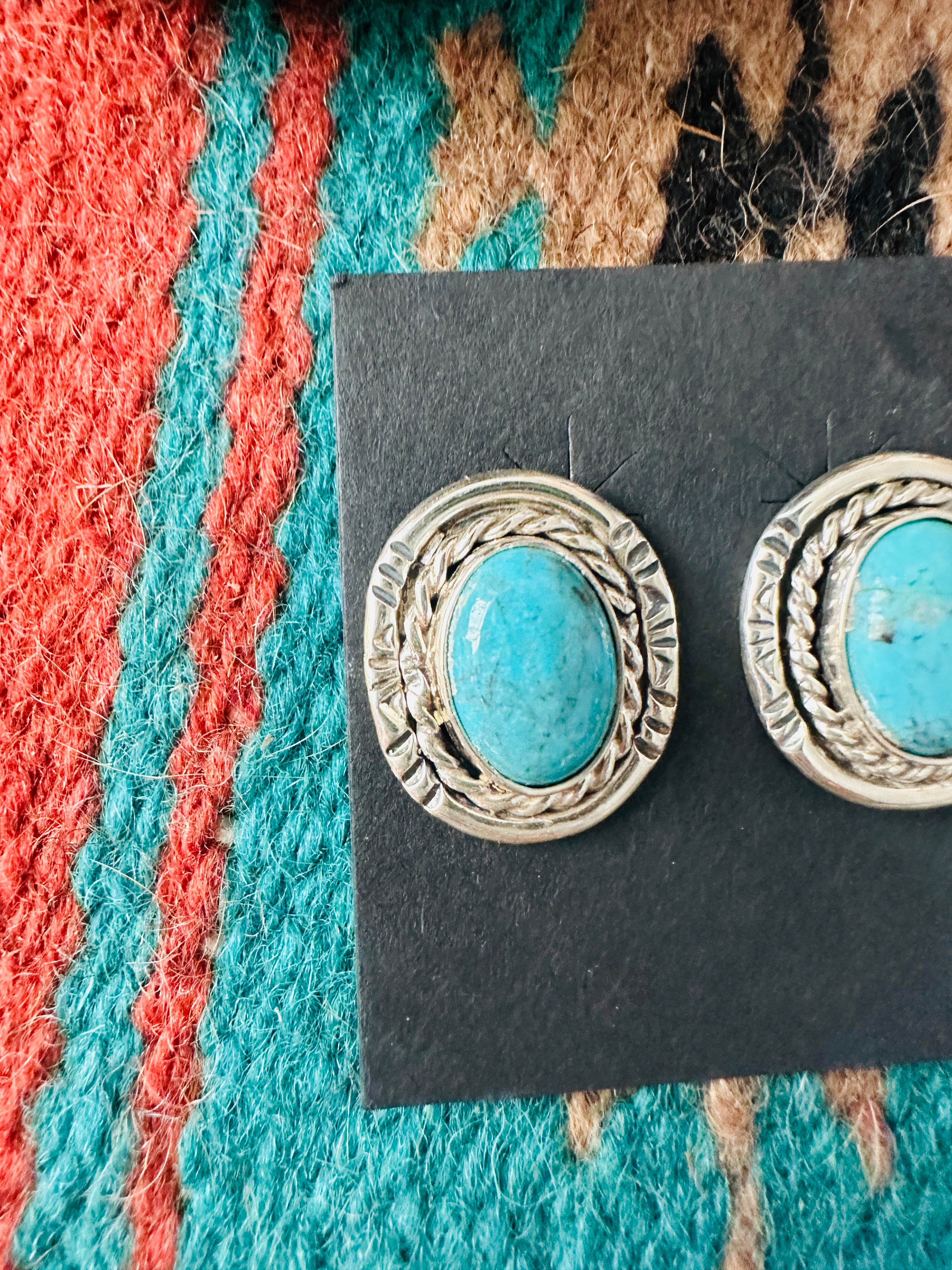 Navajo Turquoise & Sterling Silver Post Earrings