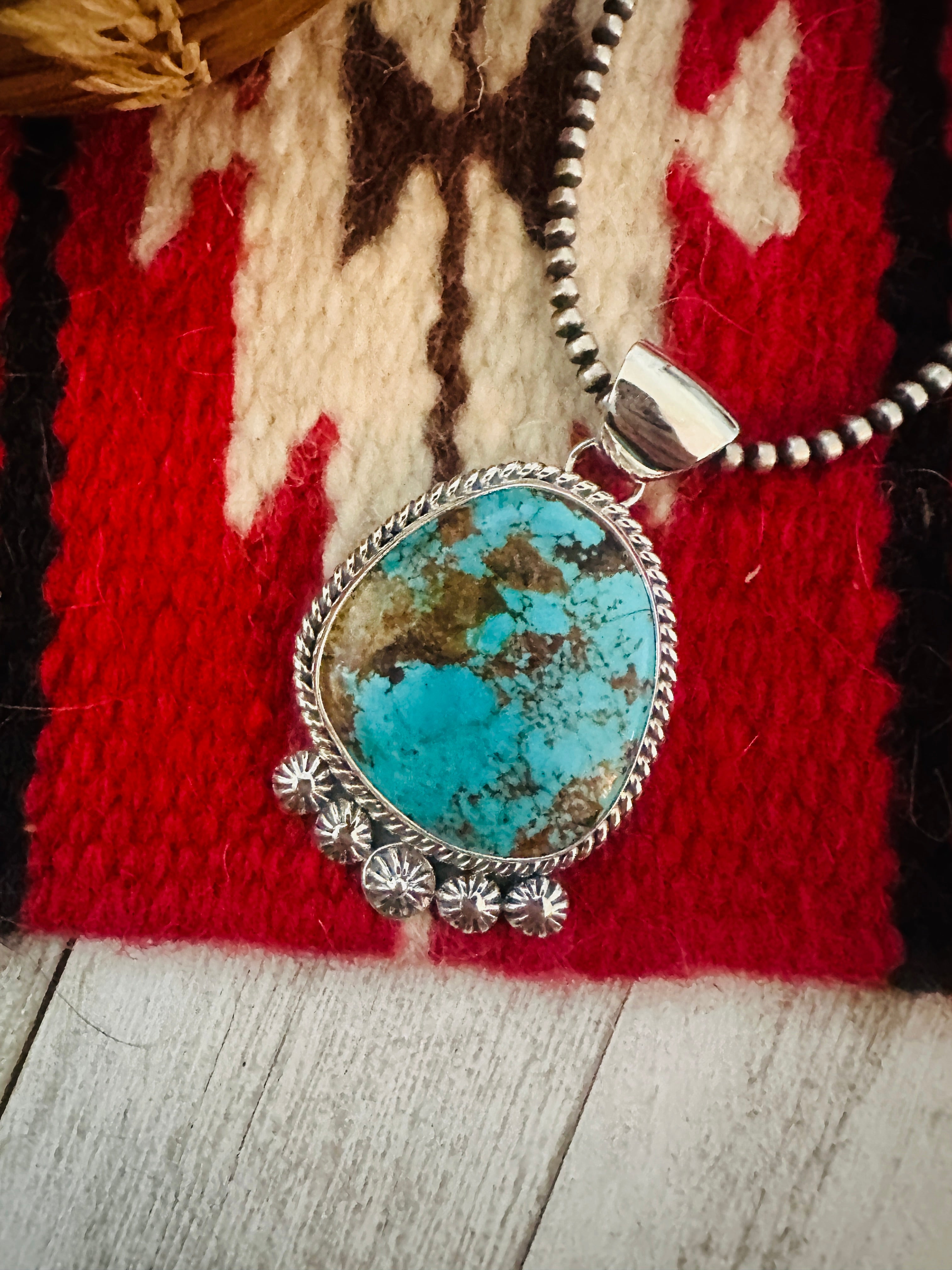 Navajo Number 8 Turquoise & Sterling Silver Pendant