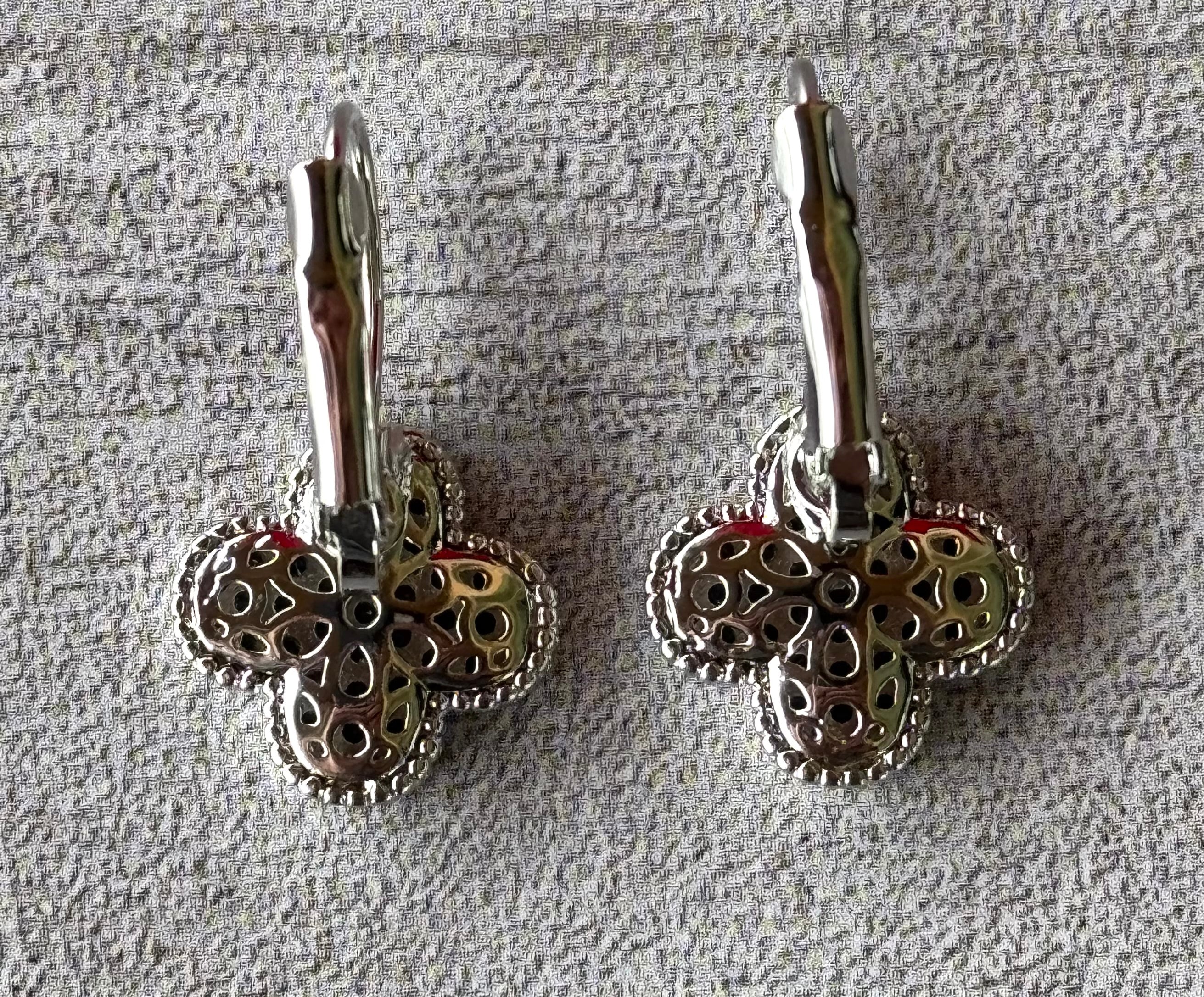 Silver Plated CZ Clover Cross Wire Earrings